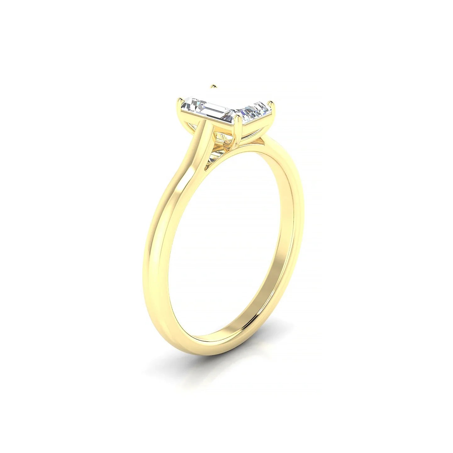 Cathedral | 18k Yellow Gold 7 x 5 mm Emerald Diamond Ring