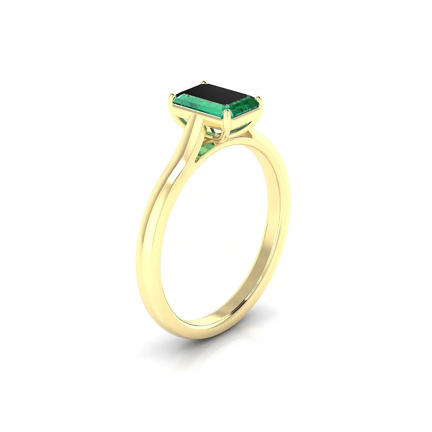 Cathedral | 18k Yellow Gold 7 x 5 mm Emerald Emerald Ring