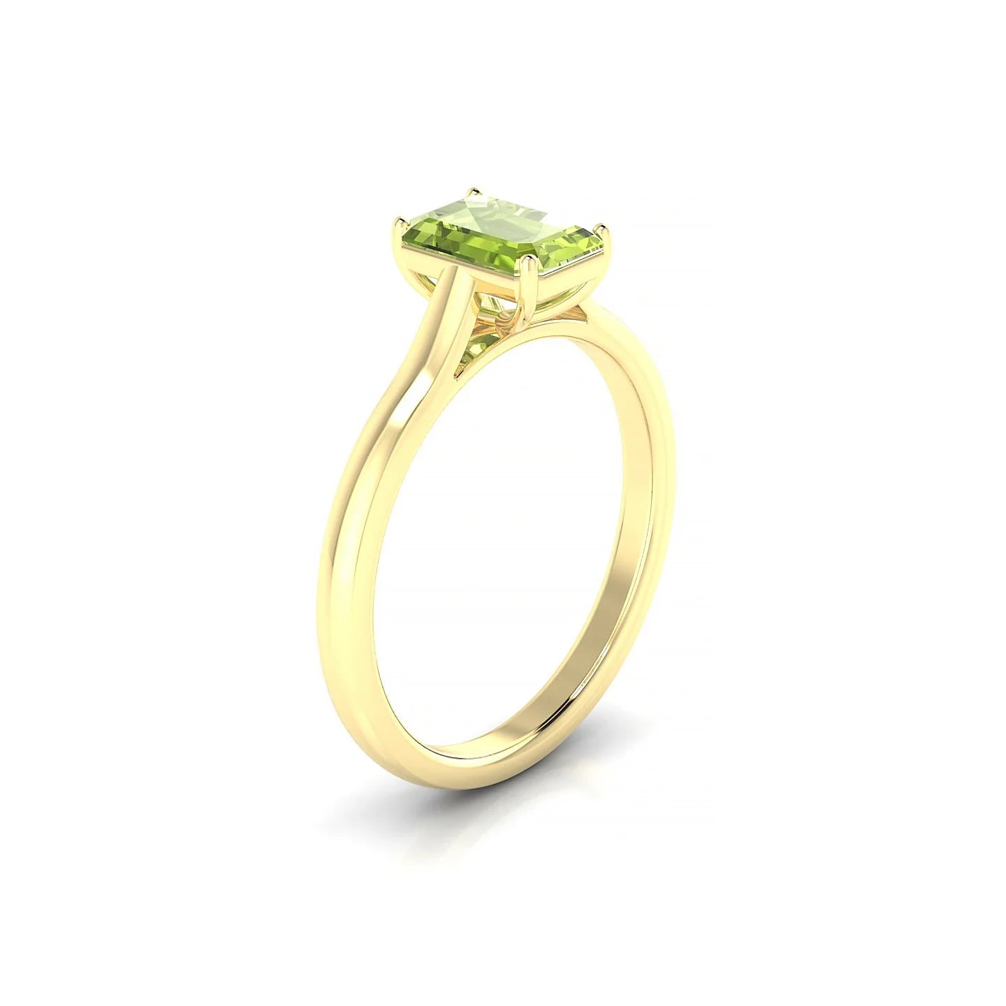 Cathedral | 18k Yellow Gold 7 x 5 mm Emerald Peridot Ring