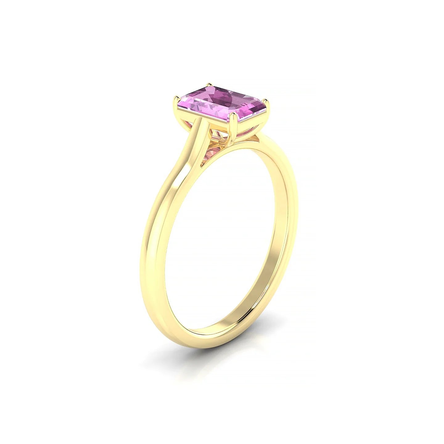 Cathedral | 18k Yellow Gold 7 x 5 mm Emerald Pink Sapphire Ring