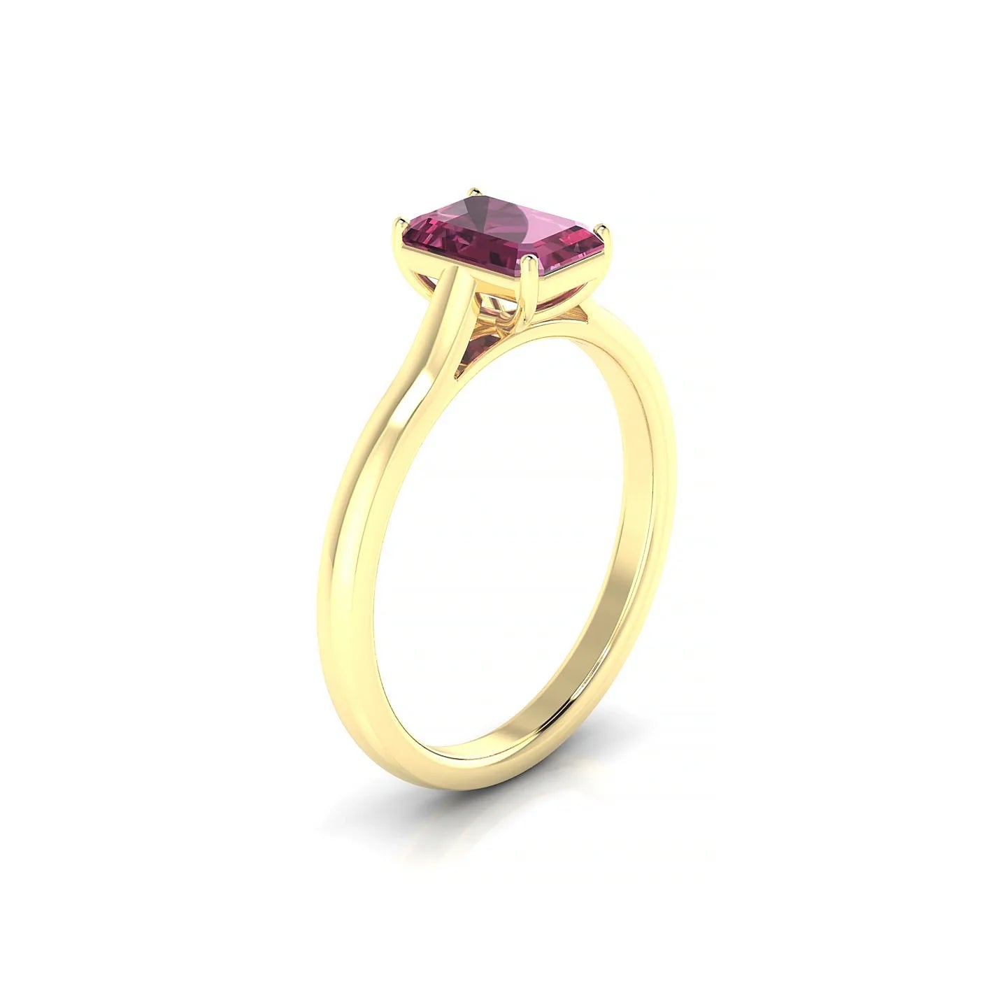 Cathedral | 18k Yellow Gold 7 x 5 mm Emerald Rhodolite Ring