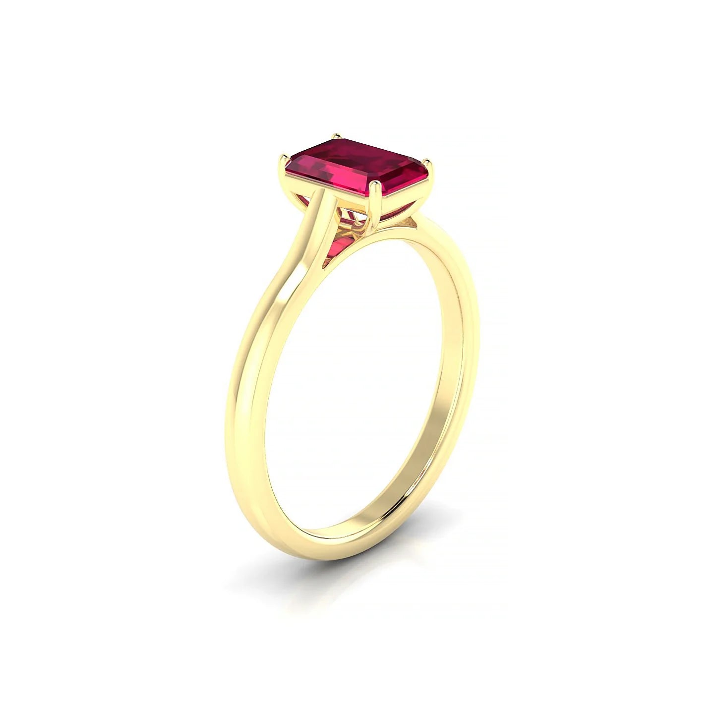 Cathedral | 18k Yellow Gold 7 x 5 mm Emerald Ruby Ring