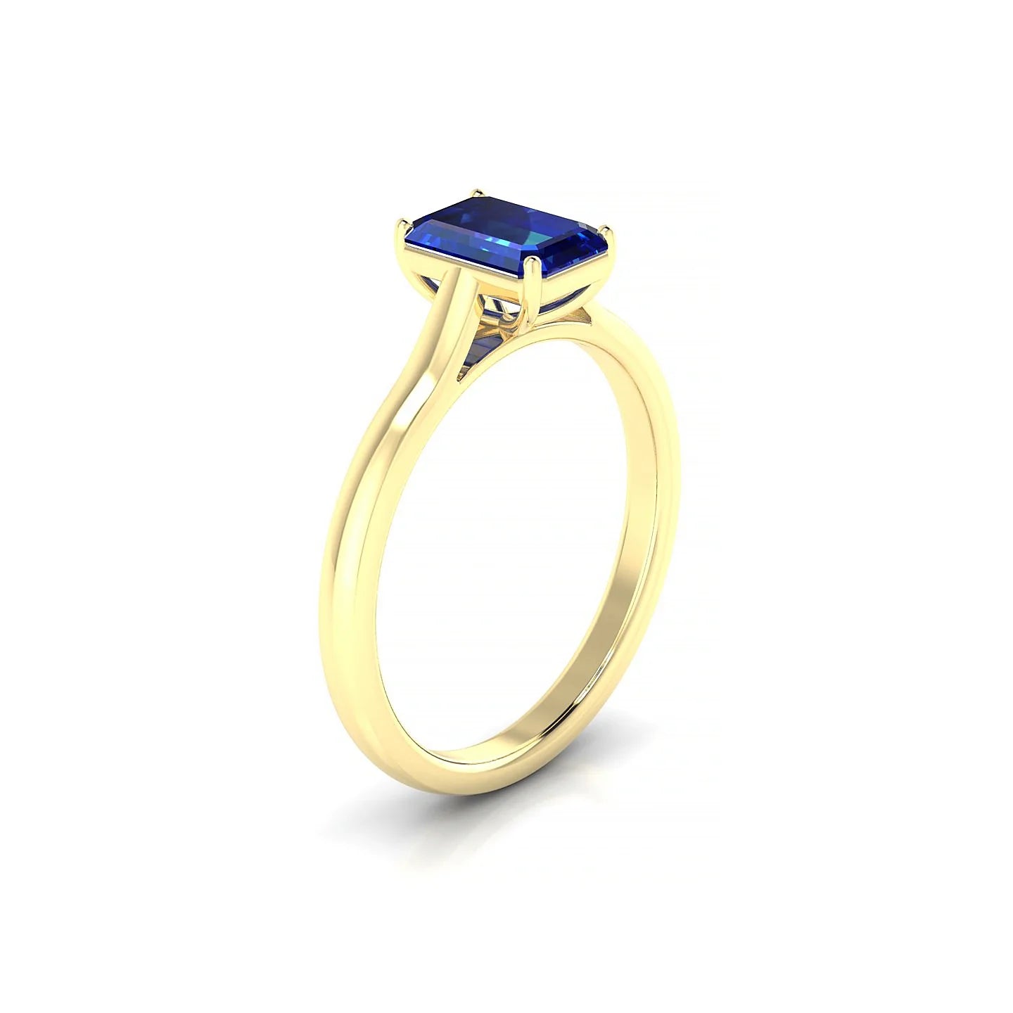 Cathedral | 18k Yellow Gold 7 x 5 mm Emerald Sapphire Ring