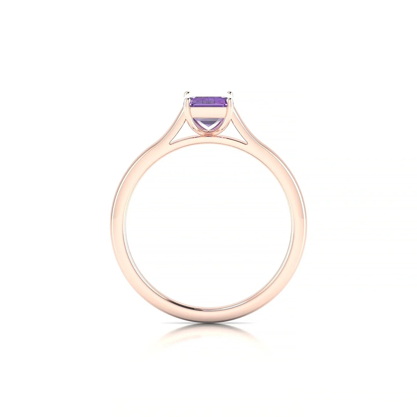 Cathedral | 18k Rose Gold 7 x 5 mm Emerald Amethyst Ring