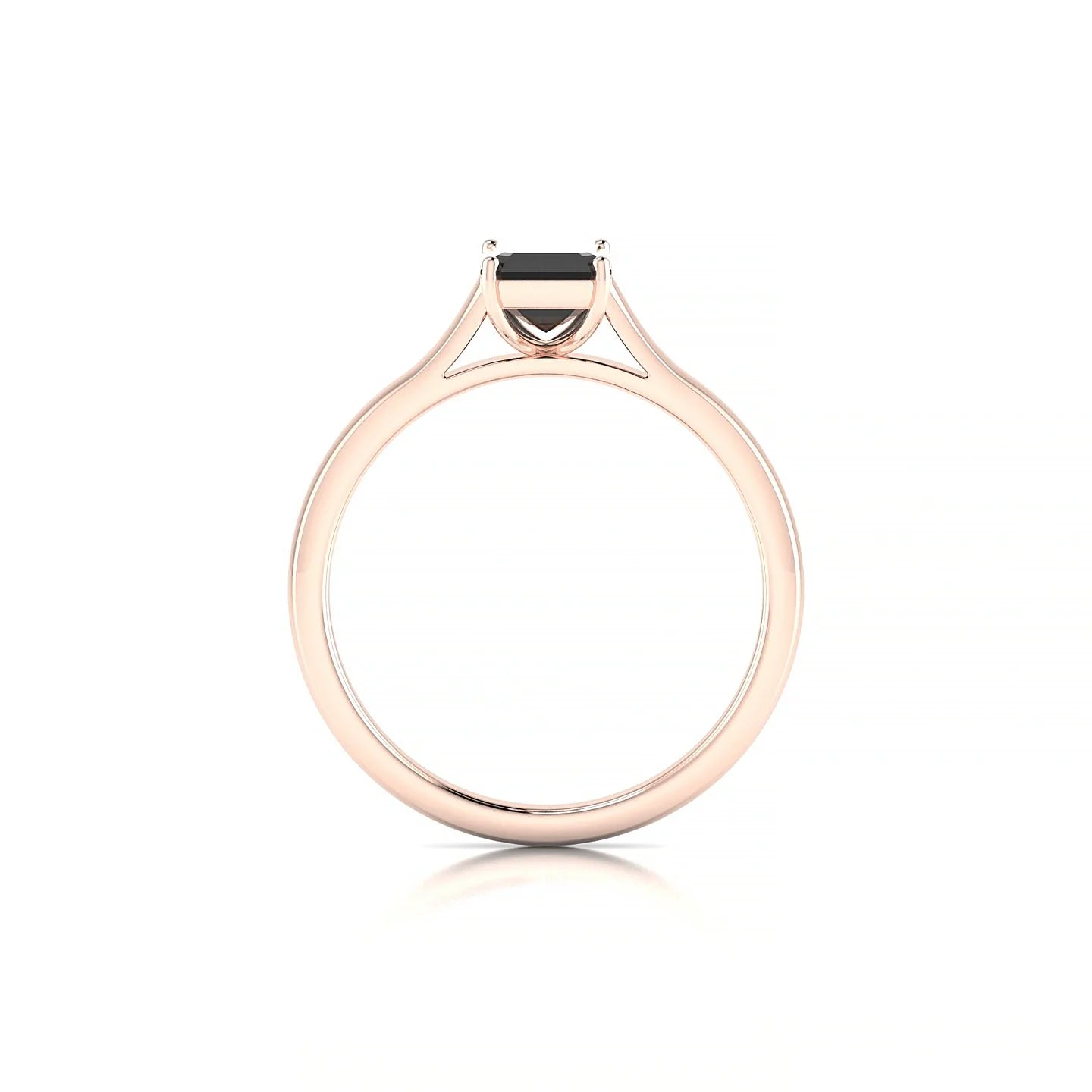 Cathedral | 18k Rose Gold 7 x 5 mm Emerald Black Diamond Ring