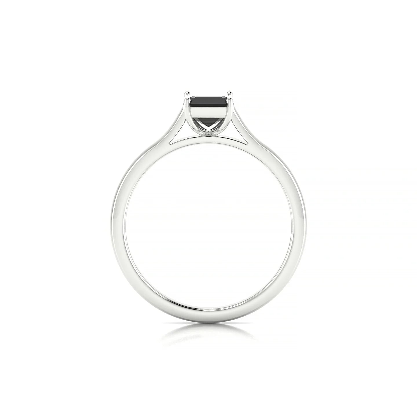 Cathedral | 18k White Gold 7 x 5 mm Emerald Black Diamond Ring