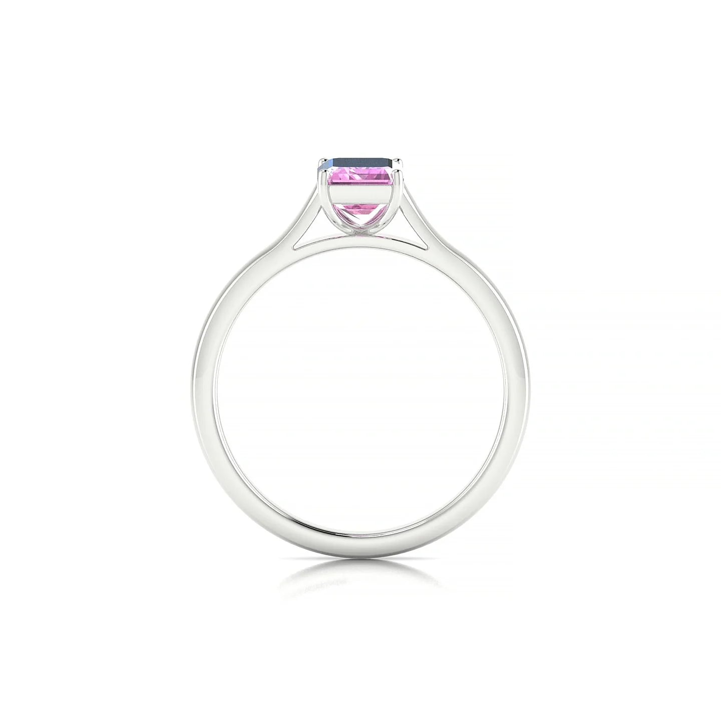 Cathedral | 18k White Gold 7 x 5 mm Emerald Pink Sapphire Ring