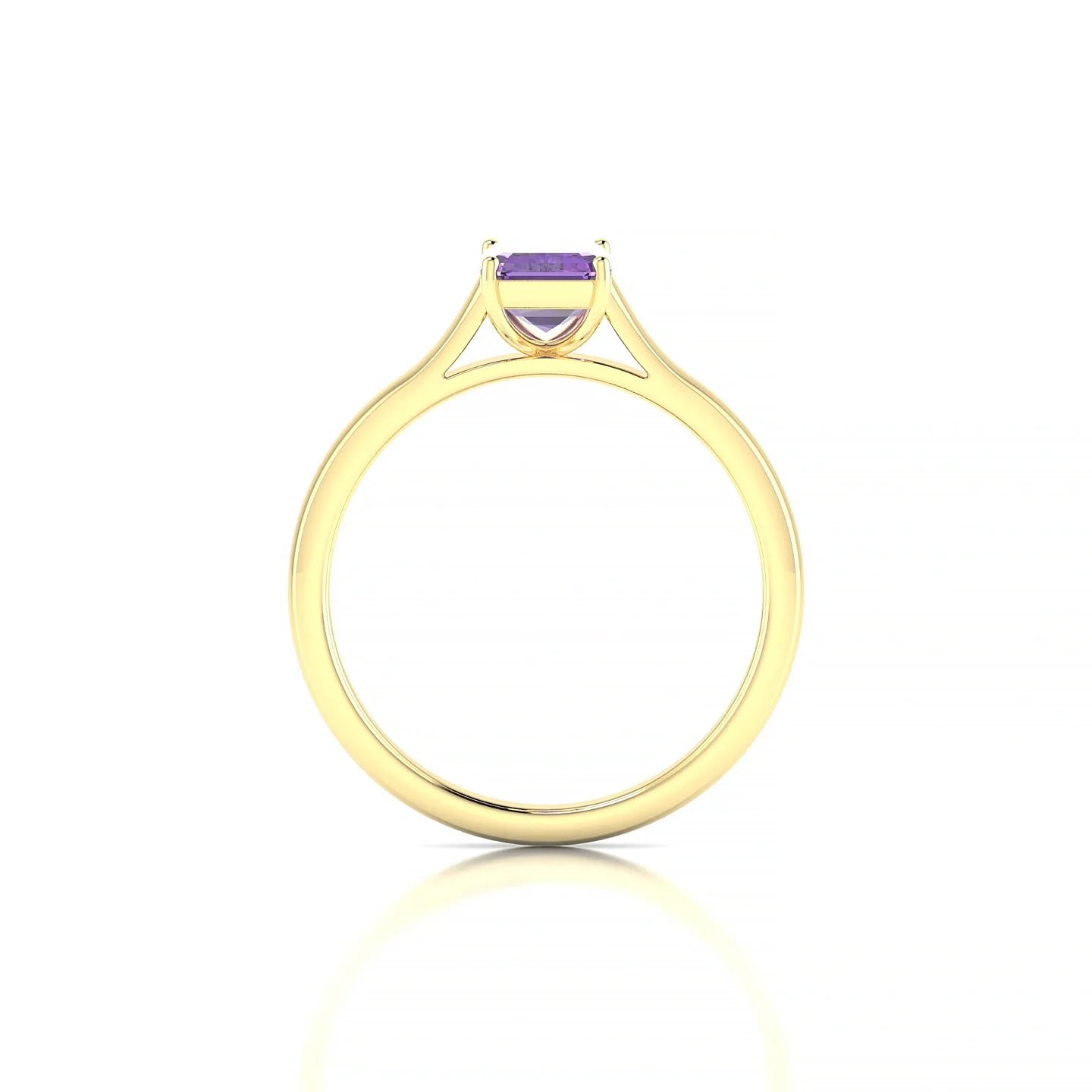 Cathedral | 18k Yellow Gold 7 x 5 mm Emerald Amethyst Ring