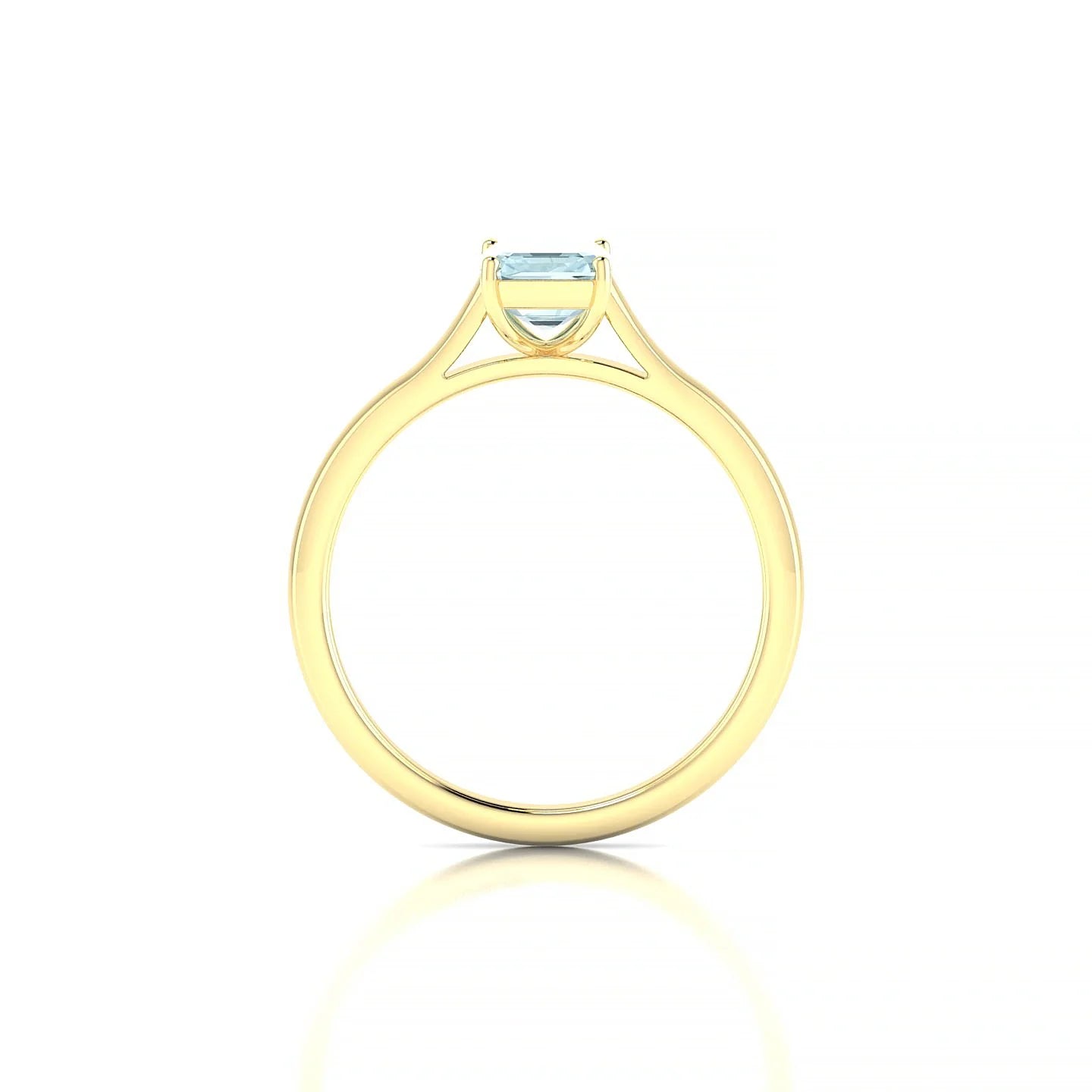 Cathedral | 18k Yellow Gold 7 x 5 mm Emerald Aquamarine Ring