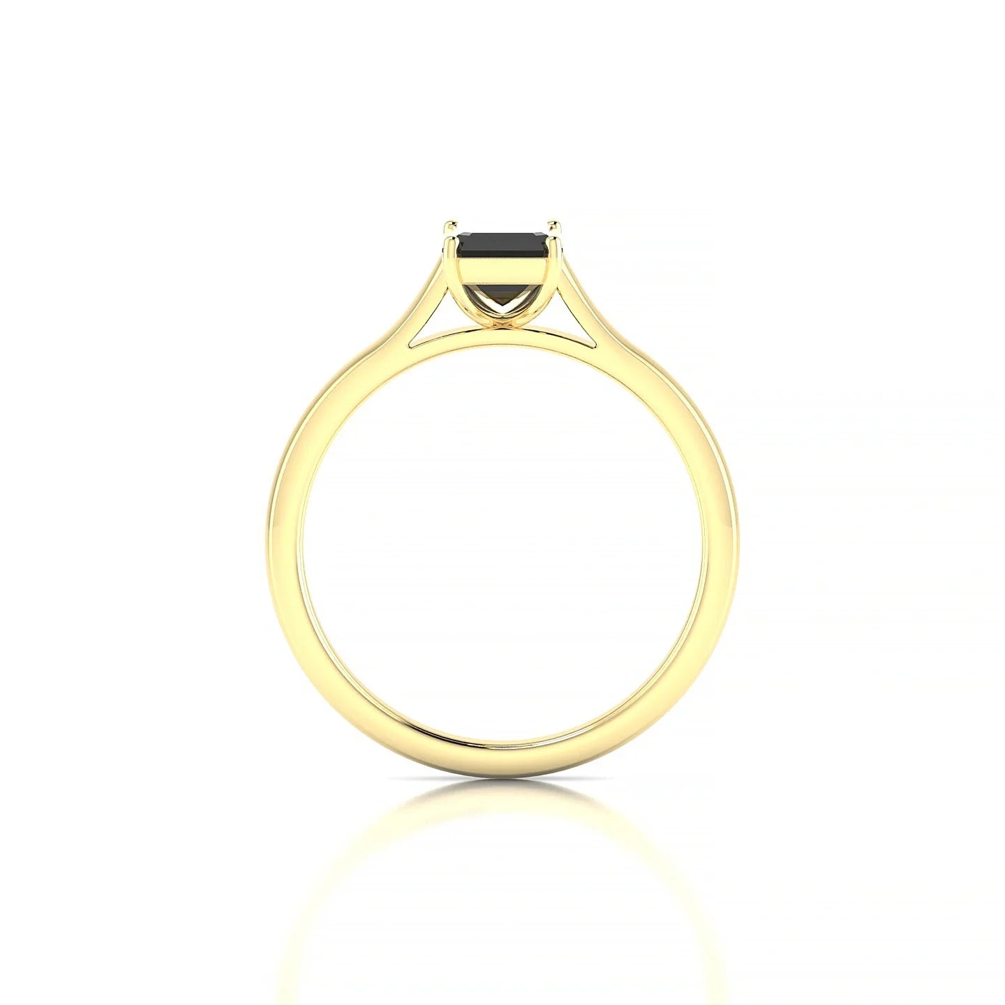 Cathedral | 18k Yellow Gold 7 x 5 mm Emerald Black Diamond Ring