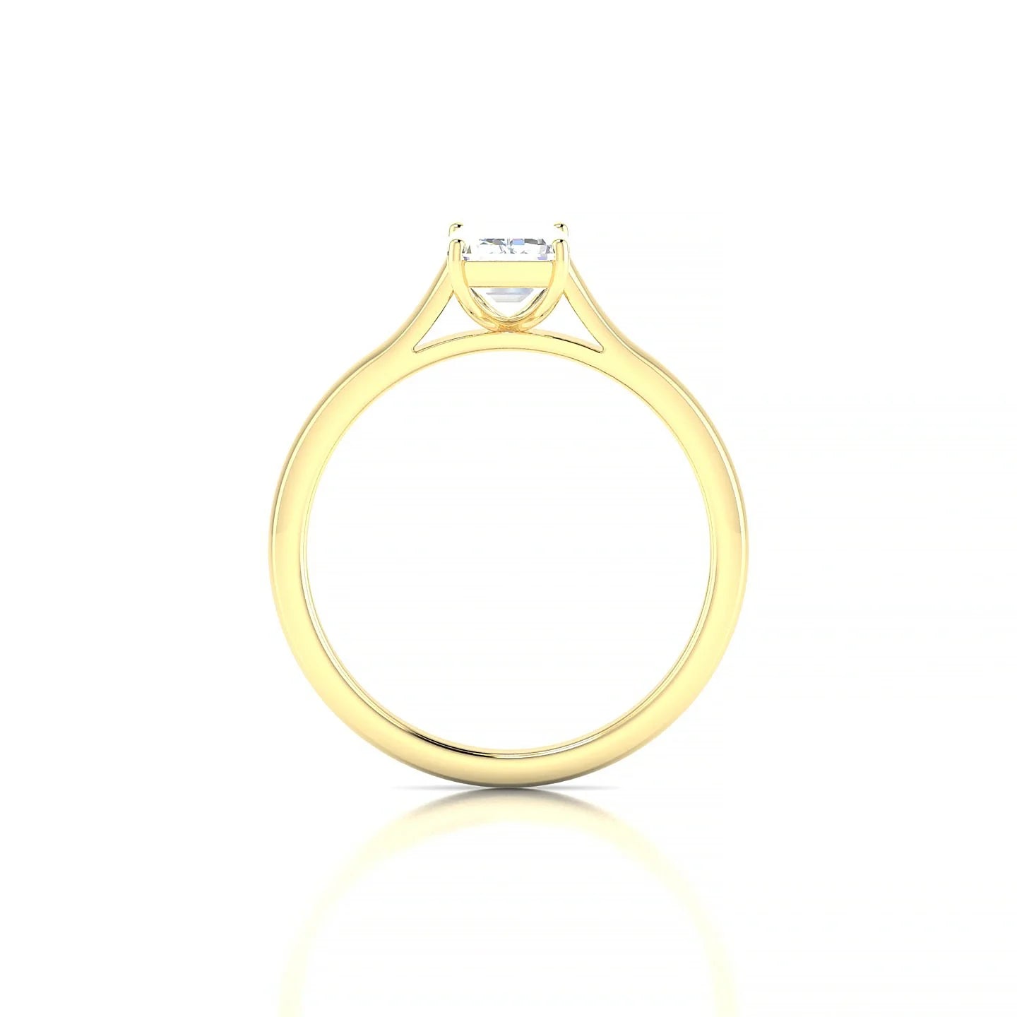 Cathedral | 18k Yellow Gold 7 x 5 mm Emerald Diamond Ring