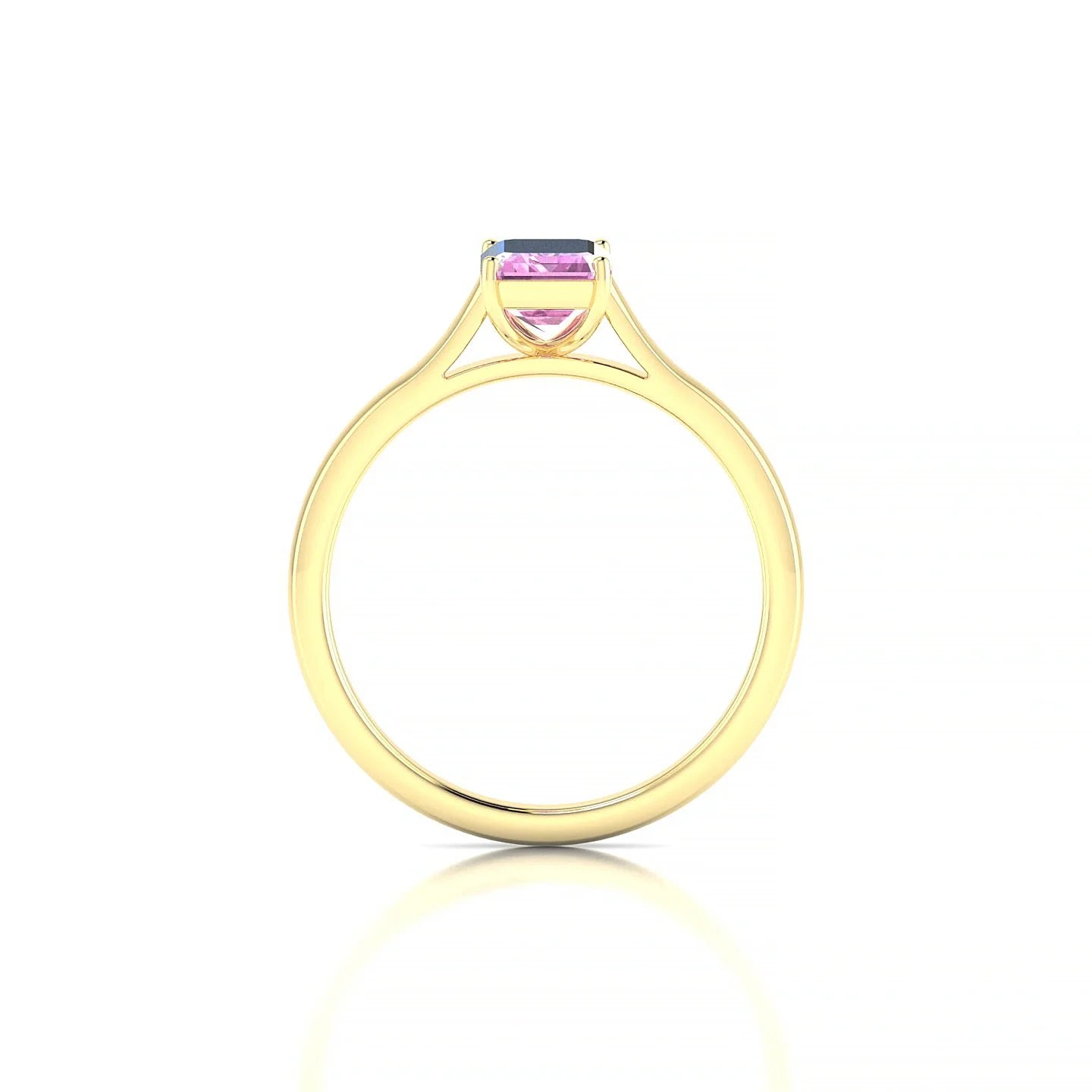 Cathedral | 18k Yellow Gold 7 x 5 mm Emerald Pink Sapphire Ring