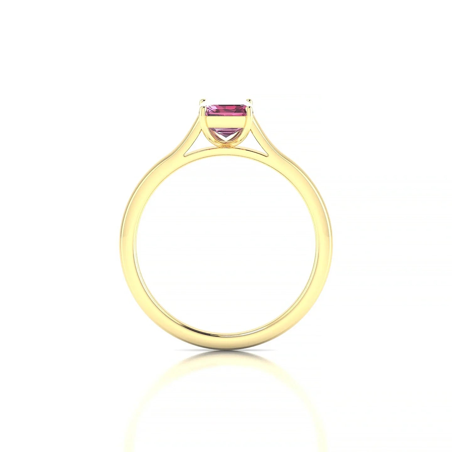 Cathedral | 18k Yellow Gold 7 x 5 mm Emerald Rhodolite Ring