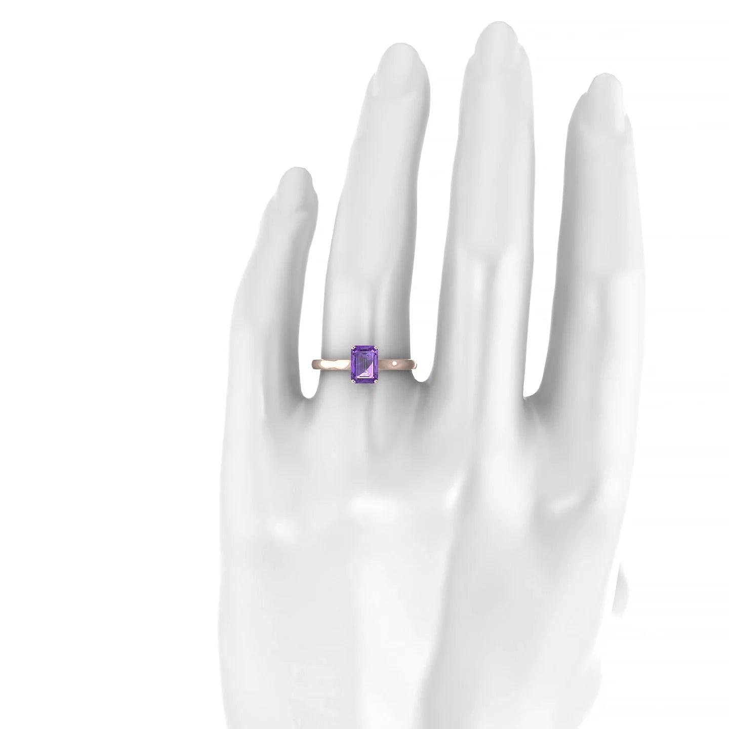 Cathedral | 18k Rose Gold 7 x 5 mm Emerald Amethyst Ring