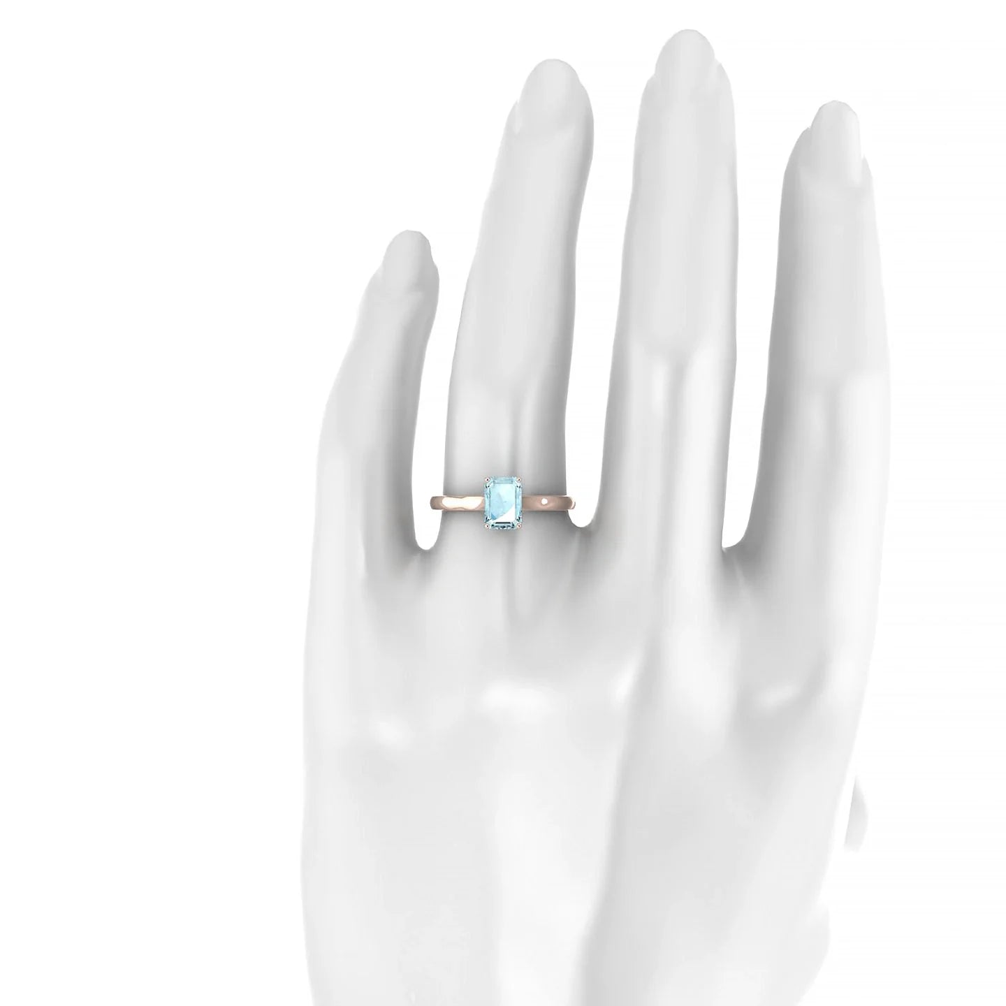 Cathedral | 18k Rose Gold 7 x 5 mm Emerald Aquamarine Ring