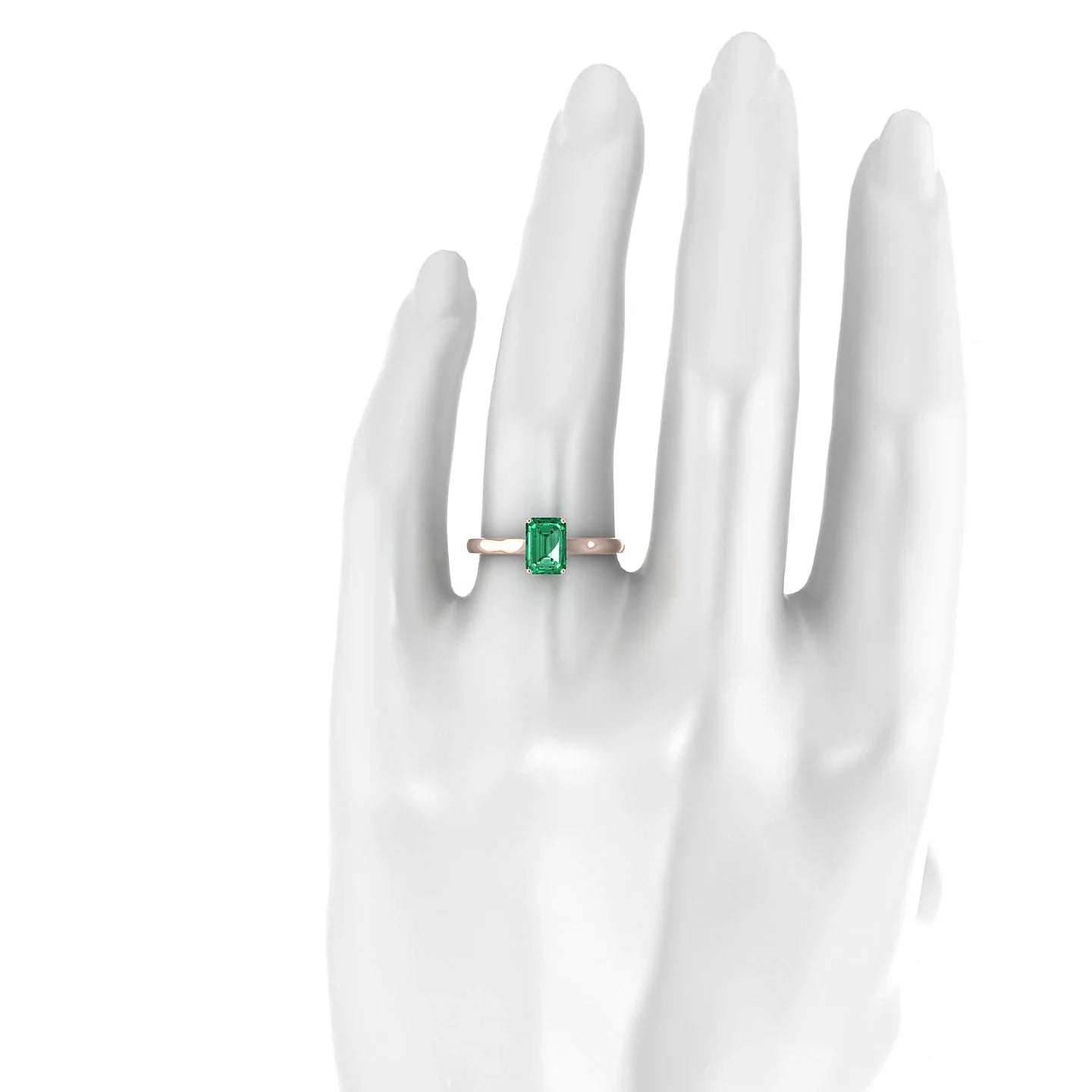 Cathedral | 18k Rose Gold 7 x 5 mm Emerald Emerald Ring
