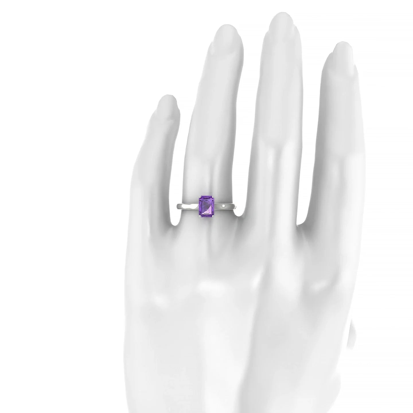 Cathedral | 18k White Gold 7 x 5 mm Emerald Amethyst Ring