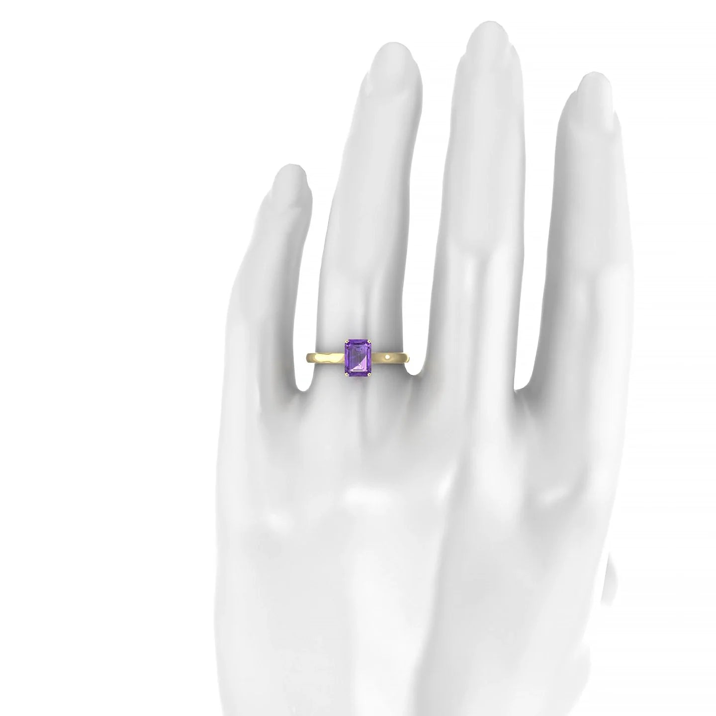 Cathedral | 18k Yellow Gold 7 x 5 mm Emerald Amethyst Ring