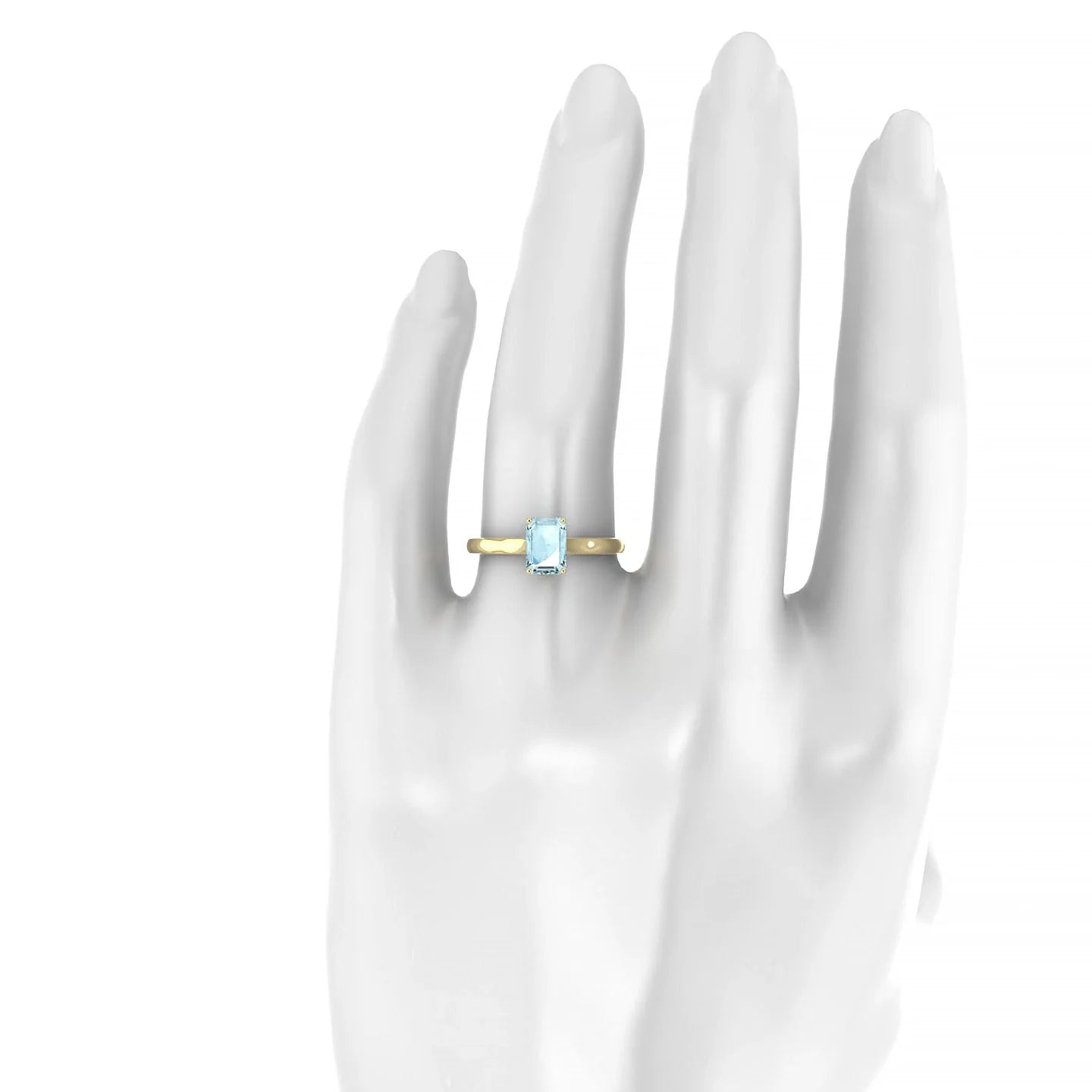 Cathedral | 18k Yellow Gold 7 x 5 mm Emerald Aquamarine Ring