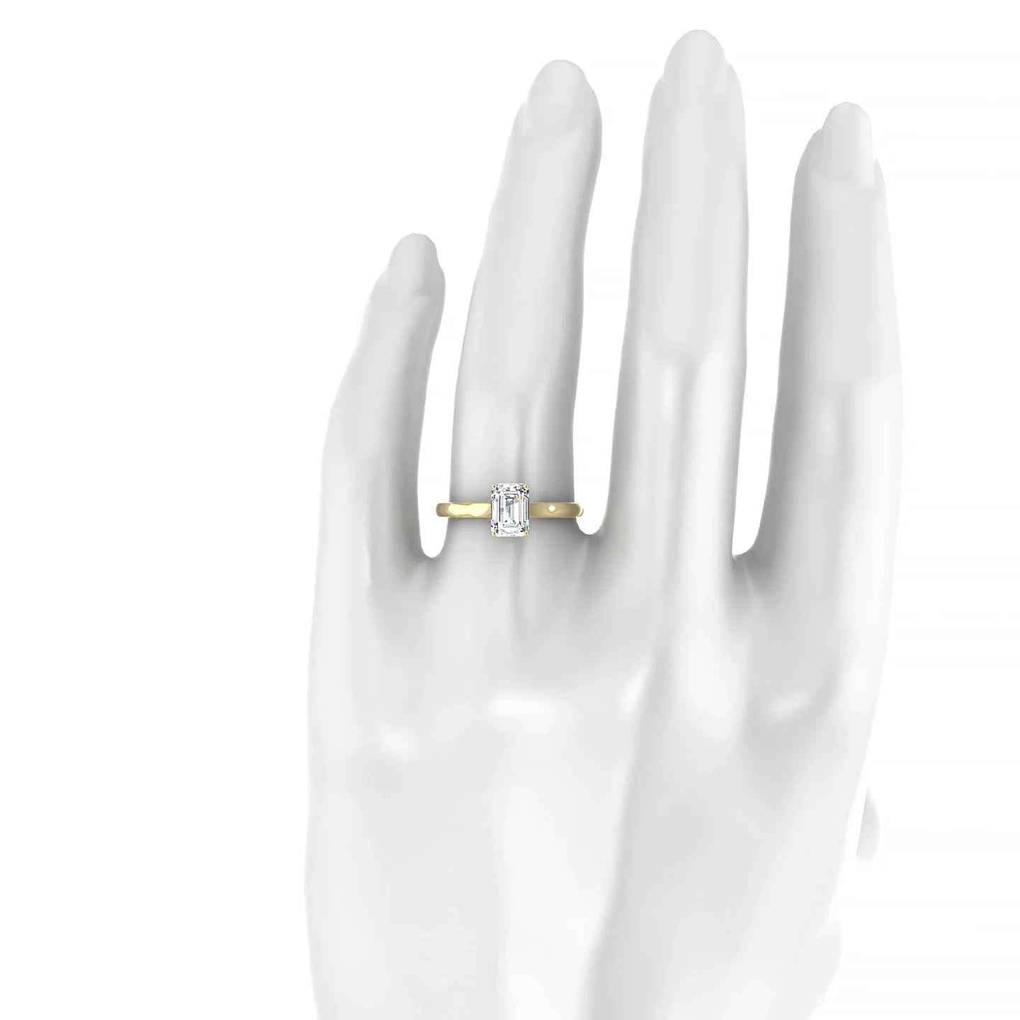 Cathedral | 18k Yellow Gold 7 x 5 mm Emerald Diamond Ring