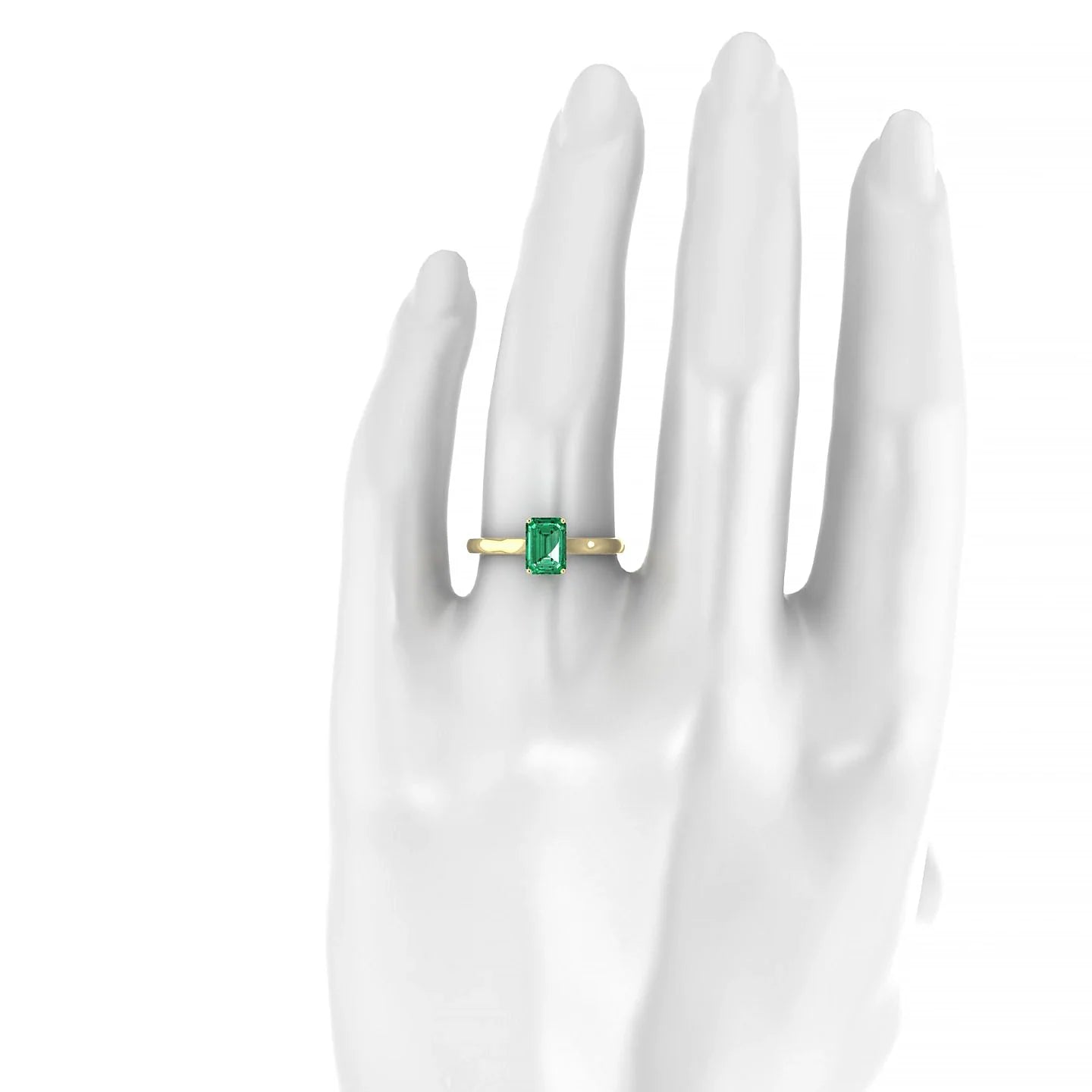 Cathedral | 18k Yellow Gold 7 x 5 mm Emerald Emerald Ring