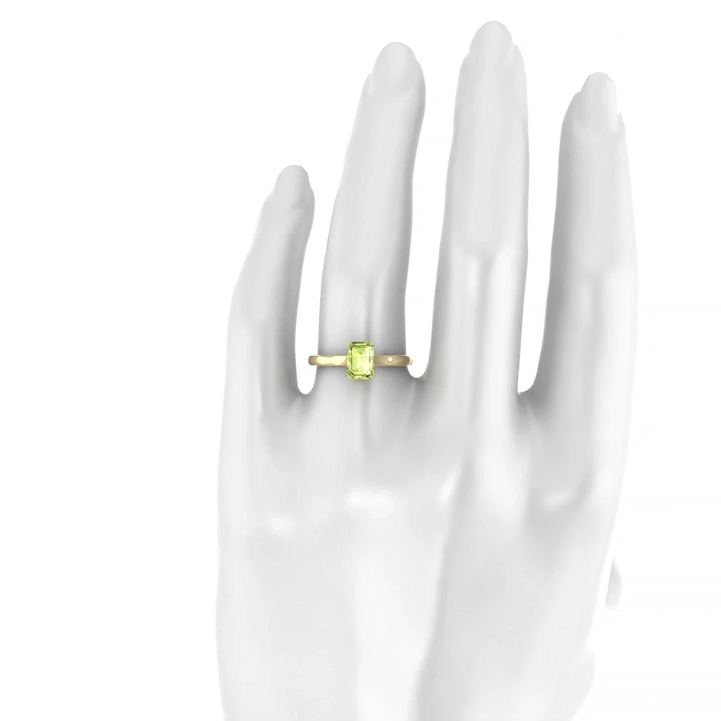 Cathedral | 18k Yellow Gold 7 x 5 mm Emerald Peridot Ring