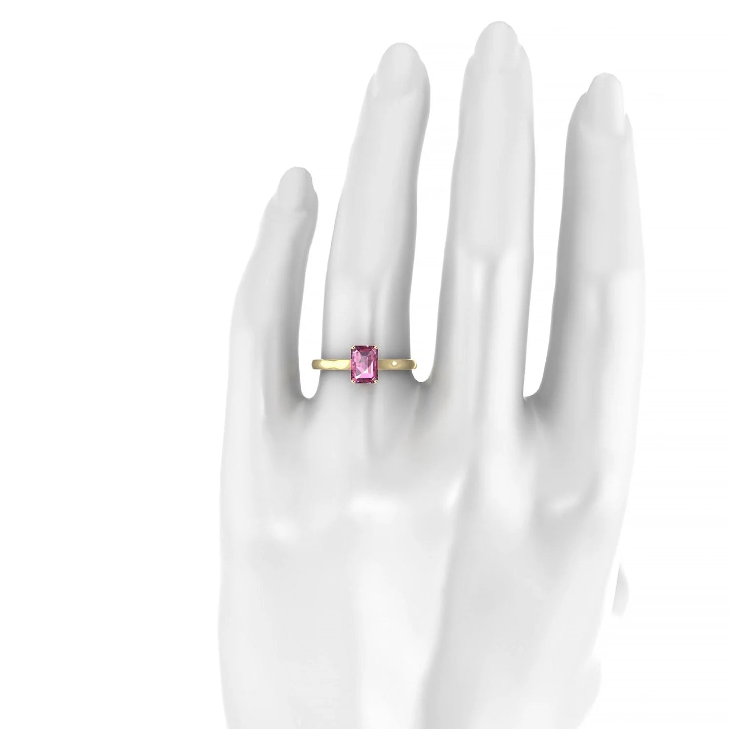 Cathedral | 18k Yellow Gold 7 x 5 mm Emerald Rhodolite Ring