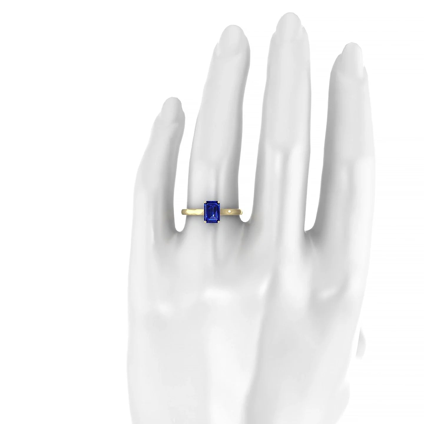 Cathedral | 18k Yellow Gold 7 x 5 mm Emerald Sapphire Ring