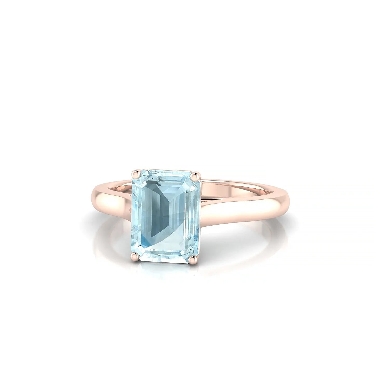 Cathedral | 18k Rose Gold 8 x 6 mm Emerald Aquamarine Ring