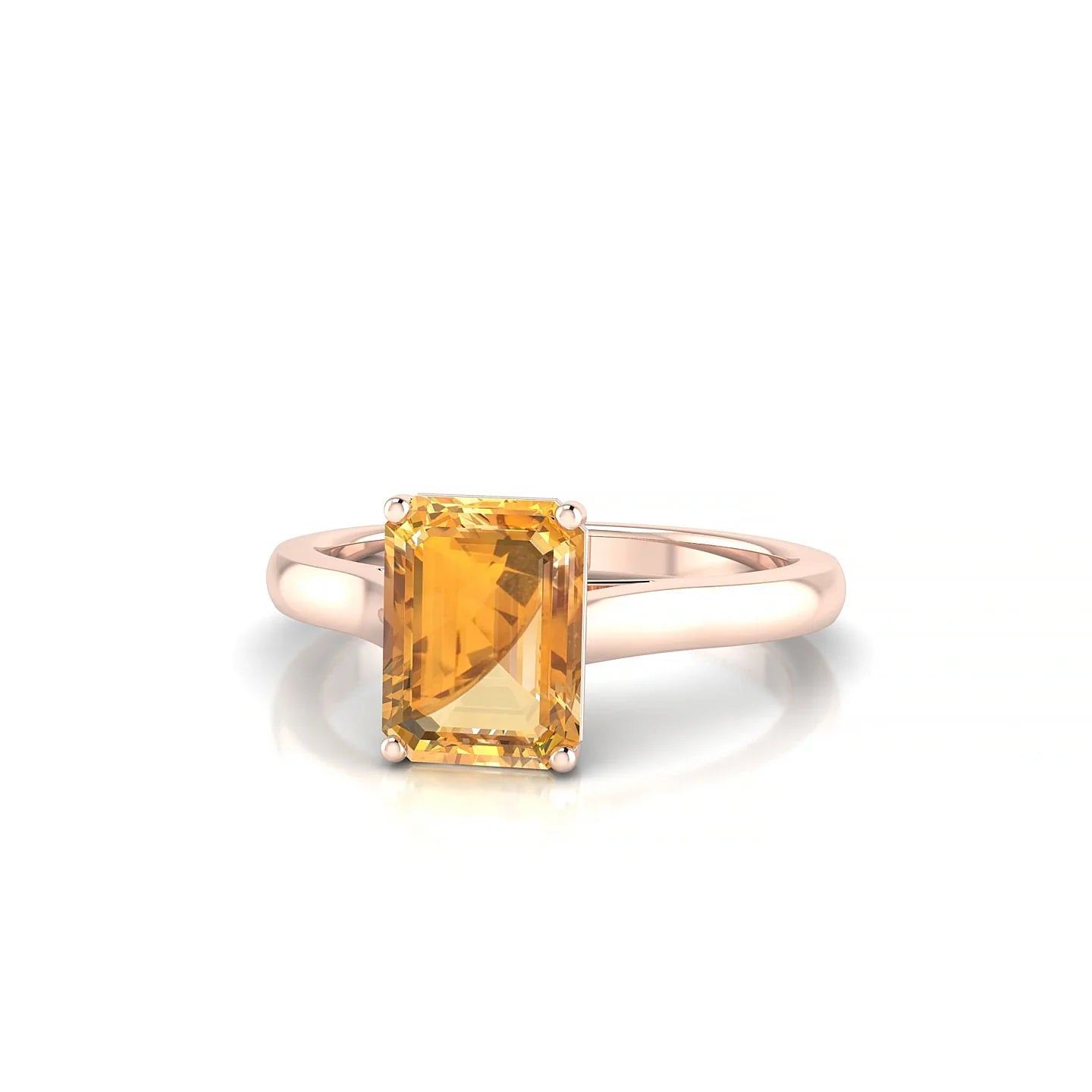 Cathedral | 18k Rose Gold 8 x 6 mm Emerald Citrine Ring