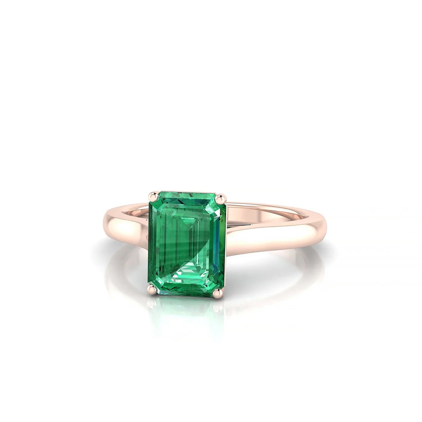 Cathedral | 18k Rose Gold 8 x 6 mm Emerald Emerald Ring