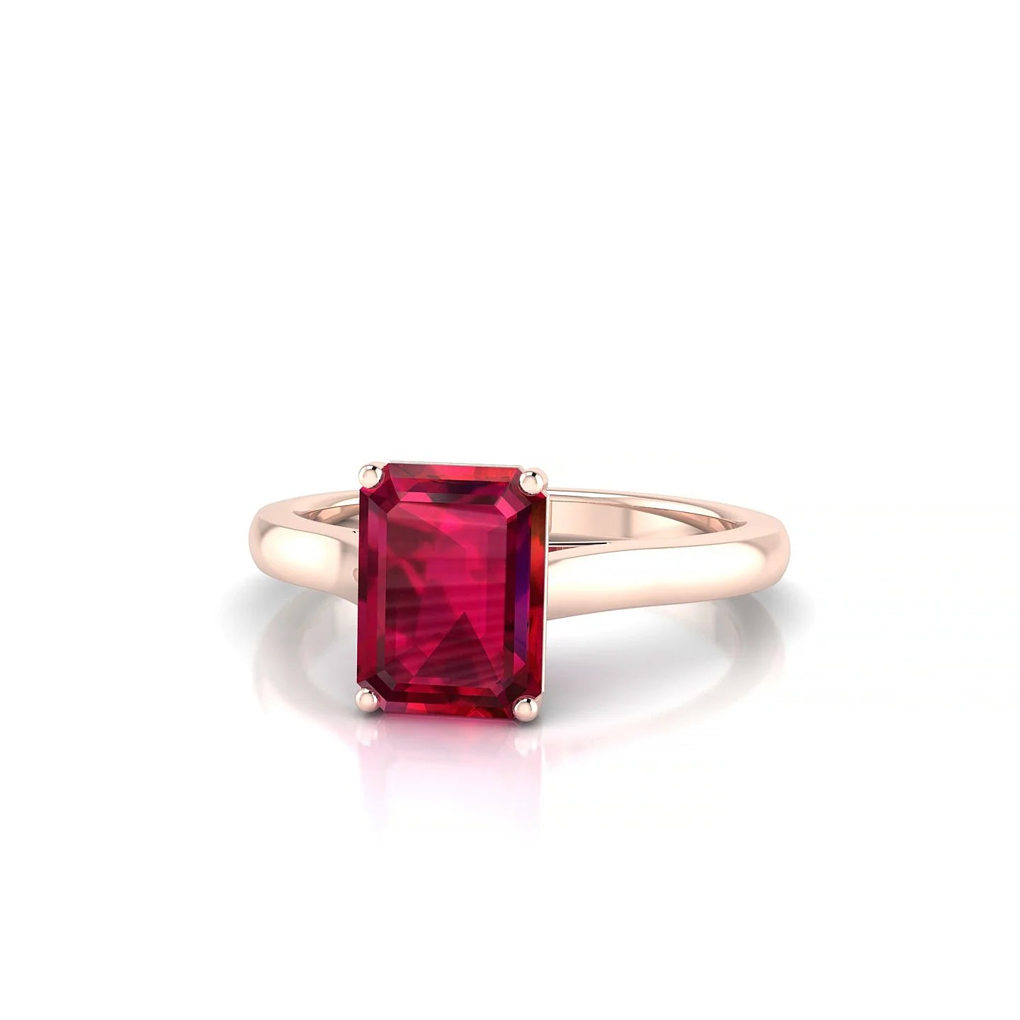 Cathedral | 18k Rose Gold 8 x 6 mm Emerald Ruby Ring