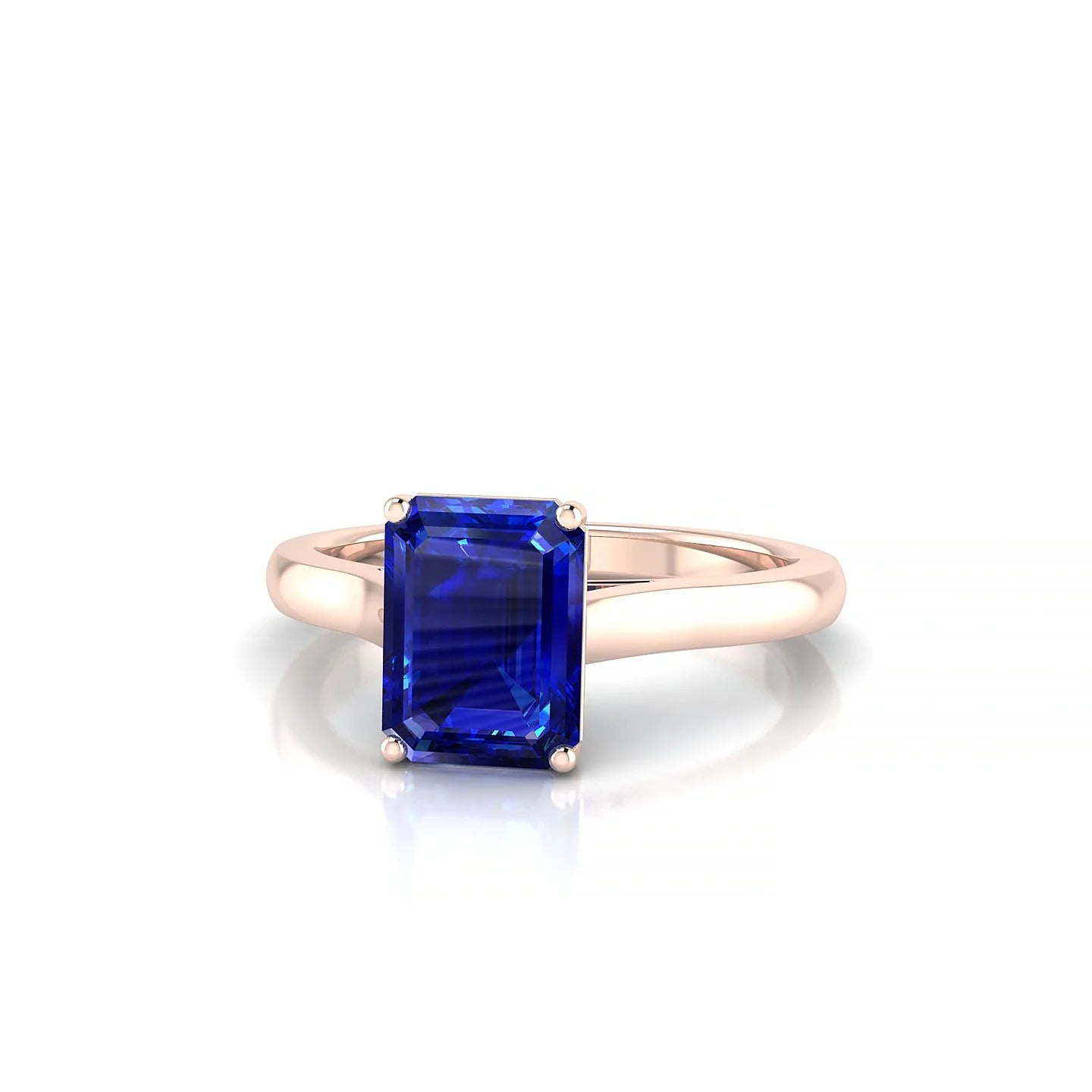 Cathedral | 18k Rose Gold 8 x 6 mm Emerald Sapphire Ring