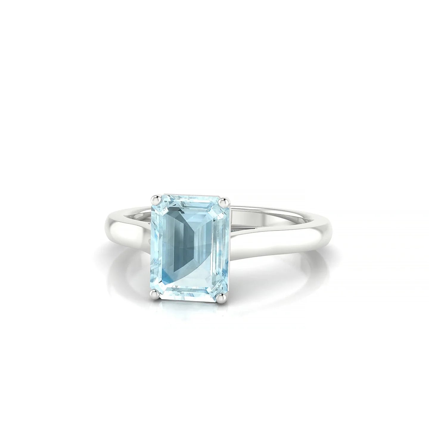Cathedral | 18k White Gold 8 x 6 mm Emerald Aquamarine Ring