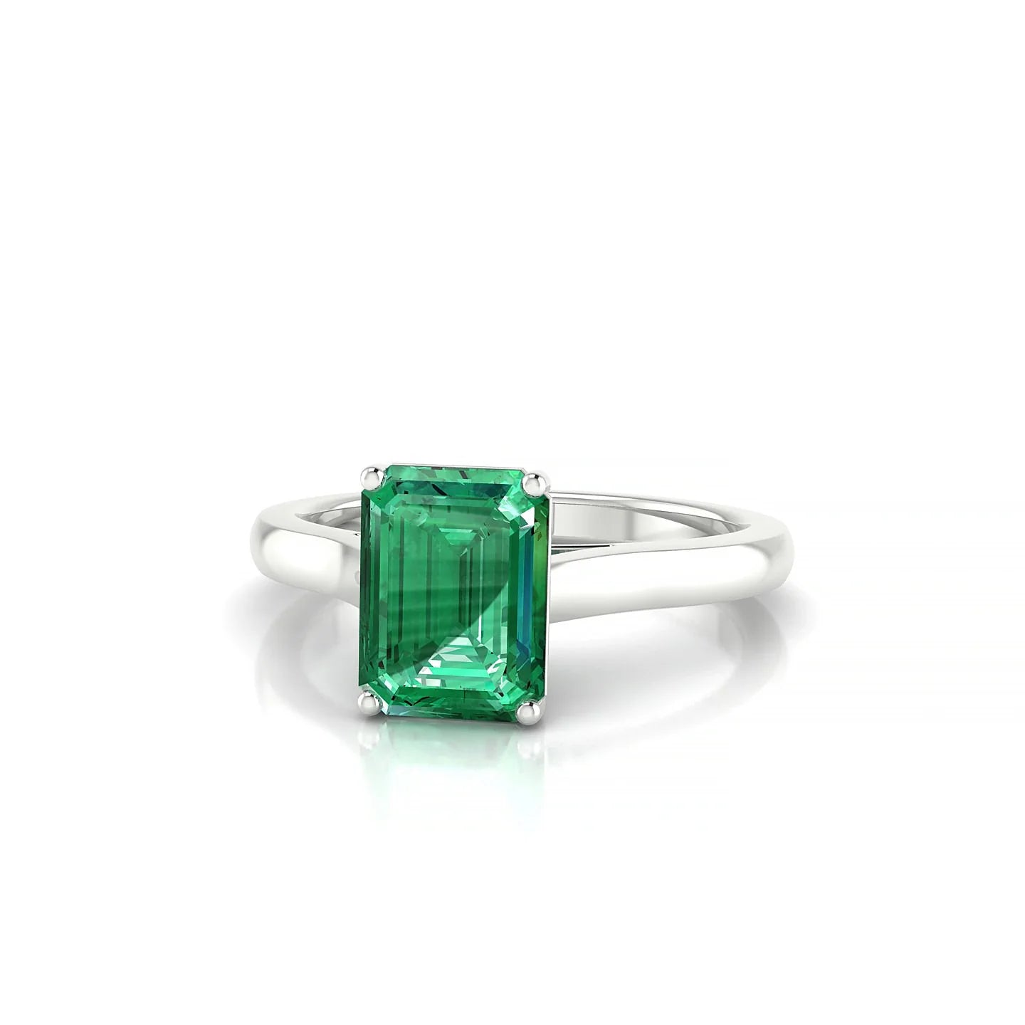 Cathedral | 18k White Gold 8 x 6 mm Emerald Emerald Ring