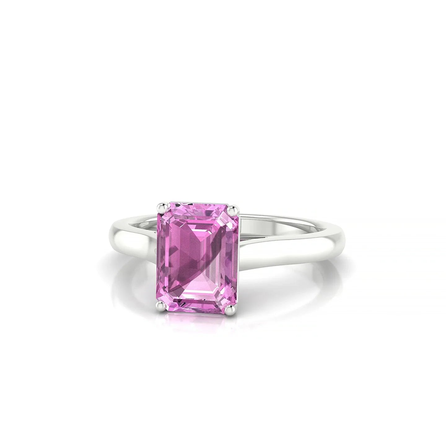 Cathedral | 18k White Gold 8 x 6 mm Emerald Pink Sapphire Ring