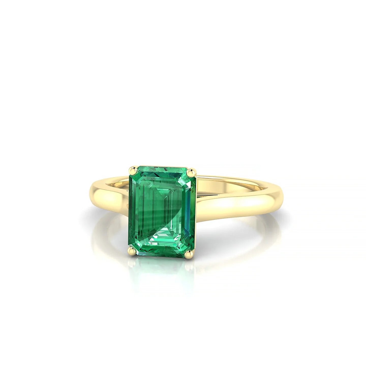 Cathedral | 18k Yellow Gold 8 x 6 mm Emerald Emerald Ring