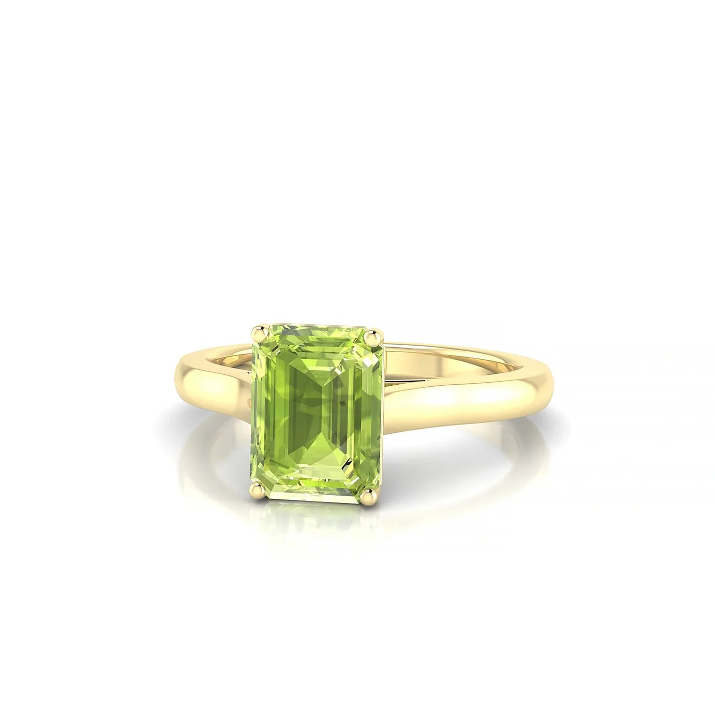 Cathedral | 18k Yellow Gold 8 x 6 mm Emerald Peridot Ring