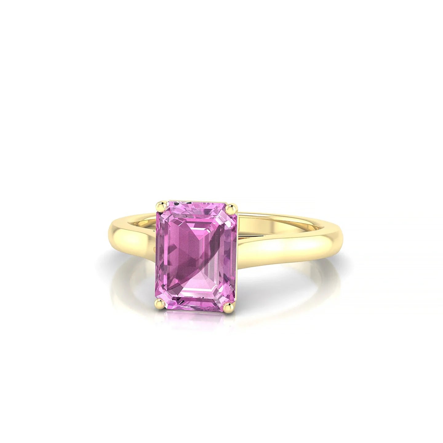 Cathedral | 18k Yellow Gold 8 x 6 mm Emerald Pink Sapphire Ring