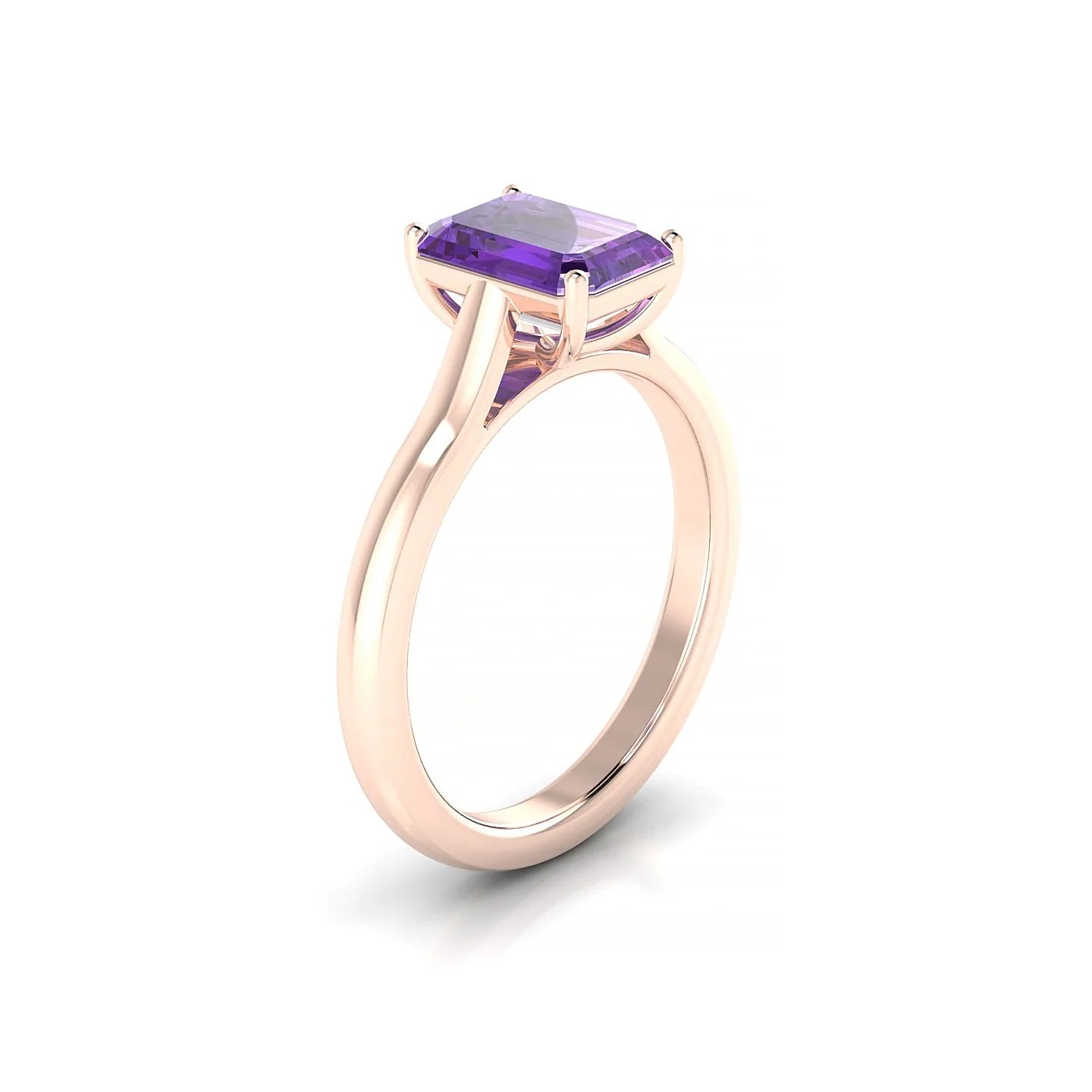 Cathedral | 18k Rose Gold 8 x 6 mm Emerald Amethyst Ring