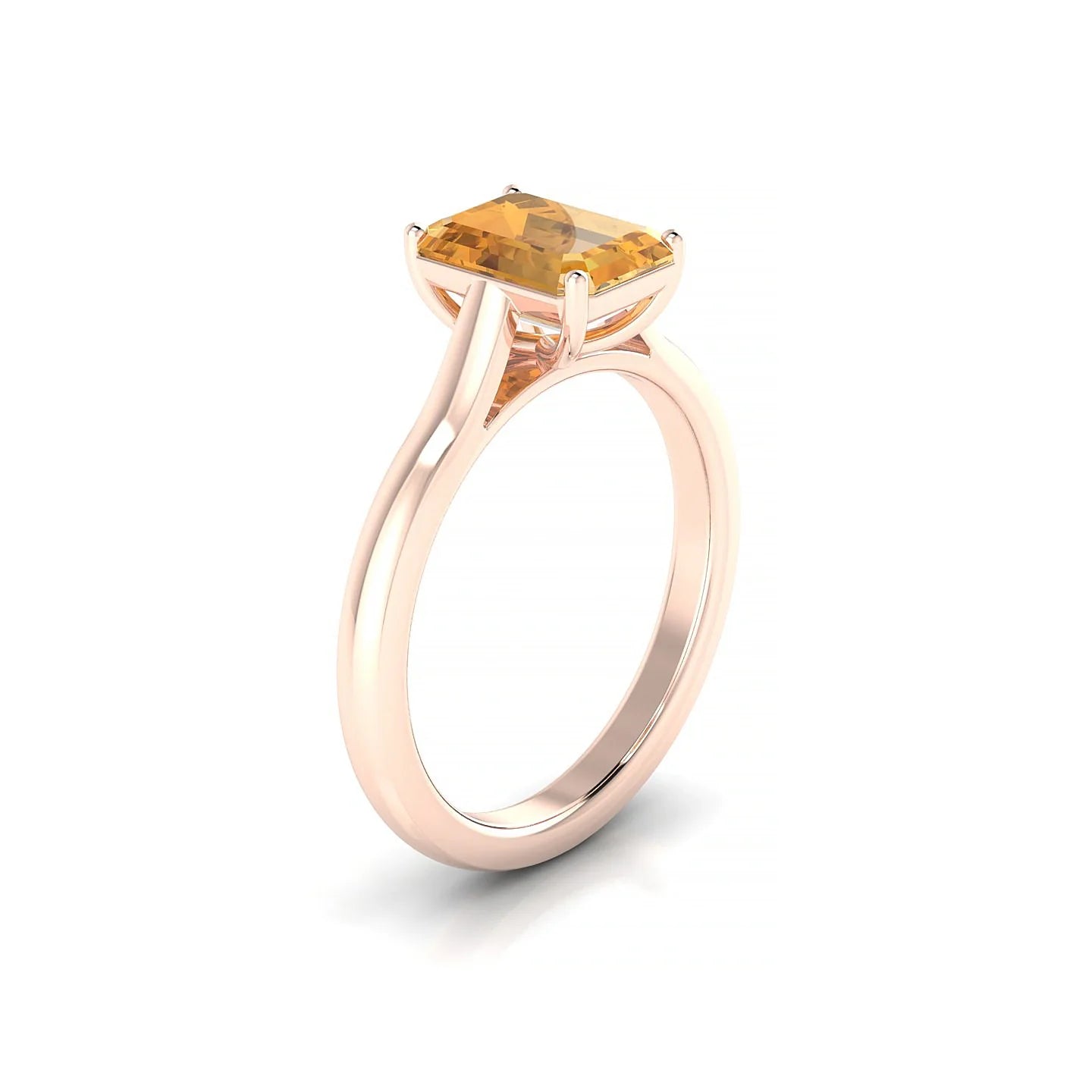 Cathedral | 18k Rose Gold 8 x 6 mm Emerald Citrine Ring