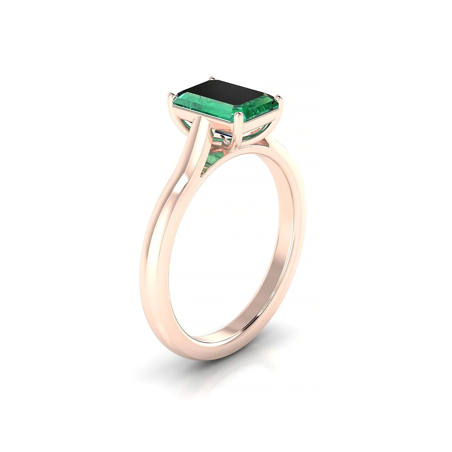 Cathedral | 18k Rose Gold 8 x 6 mm Emerald Emerald Ring