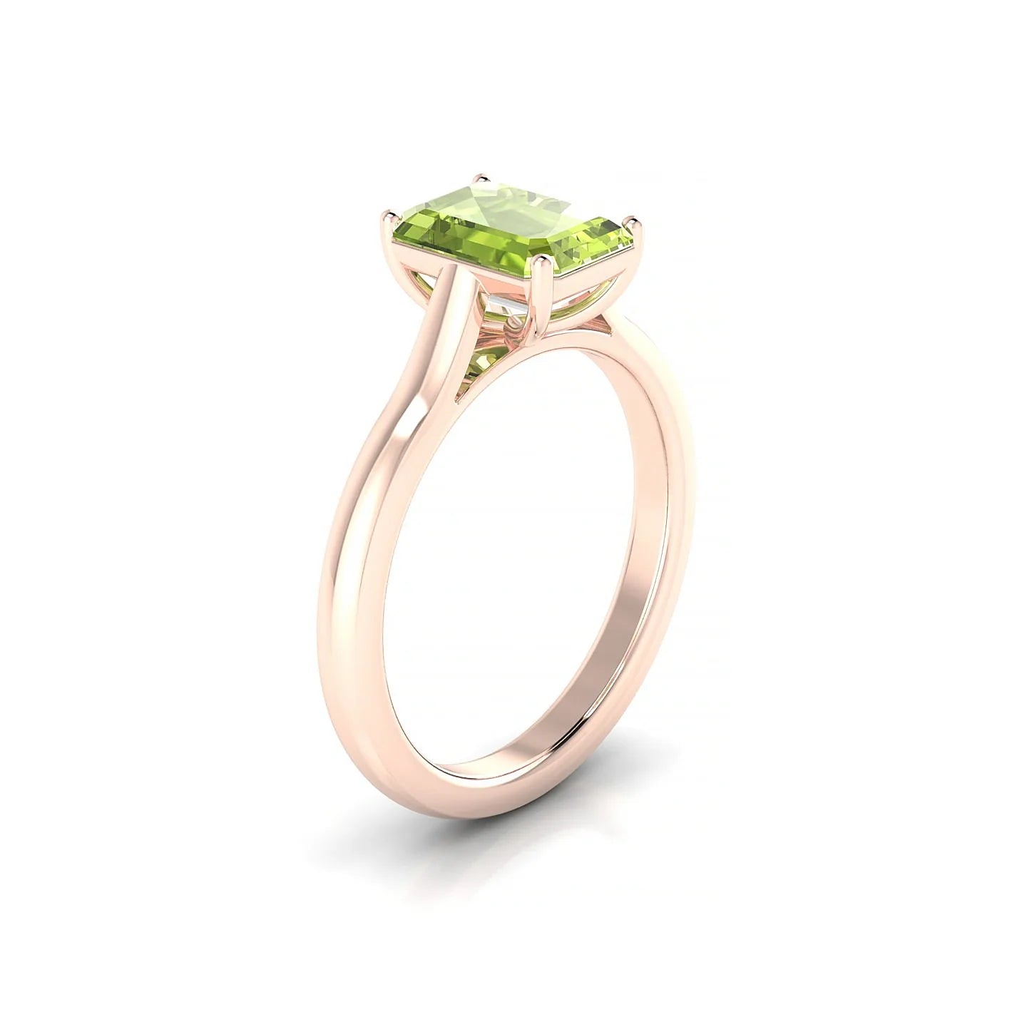 Cathedral | 18k Rose Gold 8 x 6 mm Emerald Peridot Ring