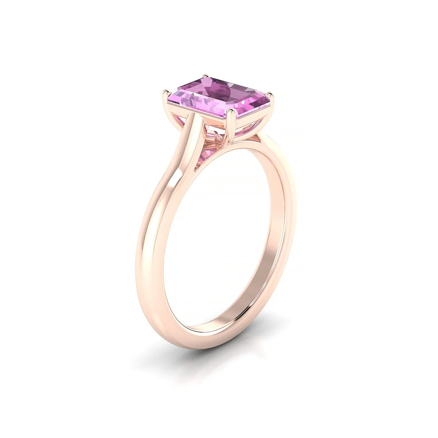 Cathedral | 18k Rose Gold 8 x 6 mm Emerald Pink Sapphire Ring