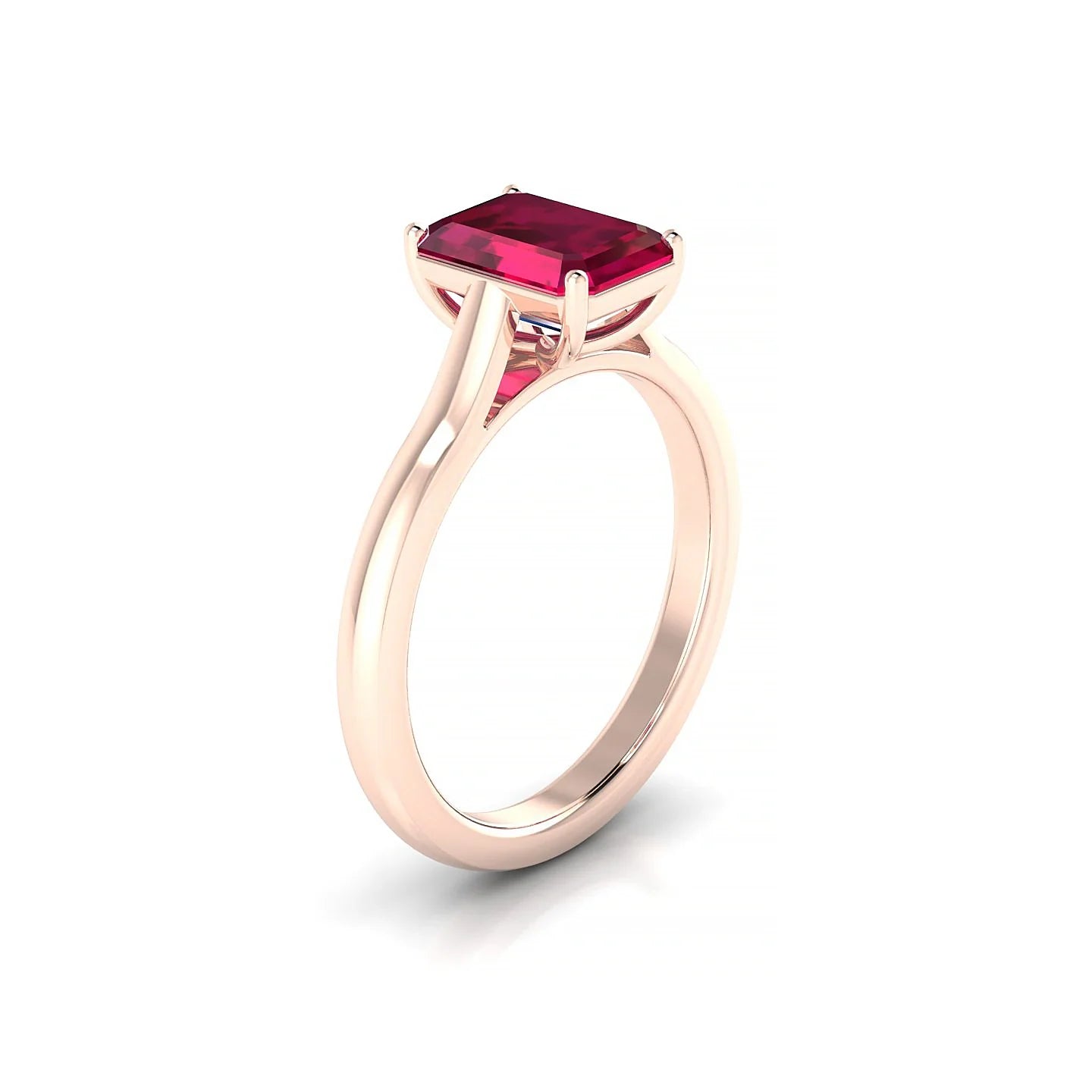 Cathedral | 18k Rose Gold 8 x 6 mm Emerald Ruby Ring