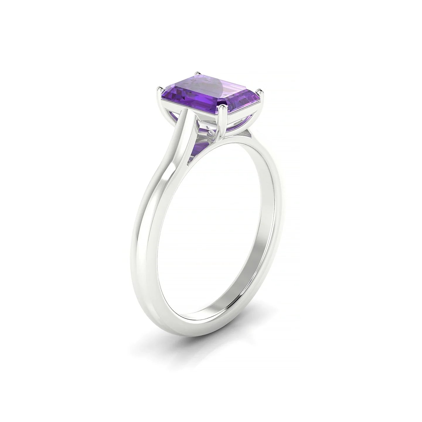Cathedral | 18k White Gold 8 x 6 mm Emerald Amethyst Ring