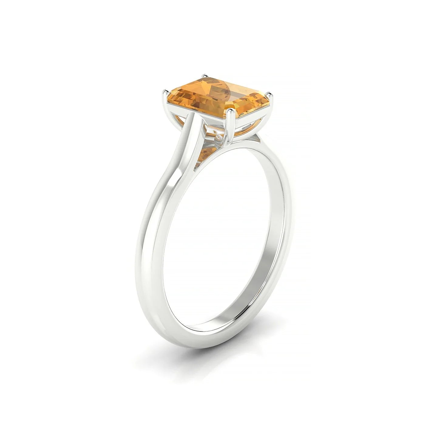 Cathedral | 18k White Gold 8 x 6 mm Emerald Citrine Ring