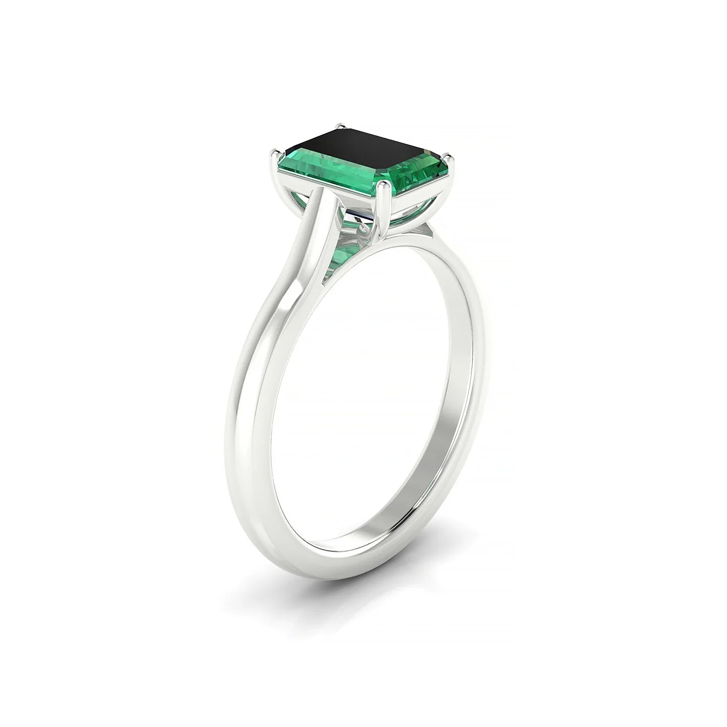 Cathedral | 18k White Gold 8 x 6 mm Emerald Emerald Ring