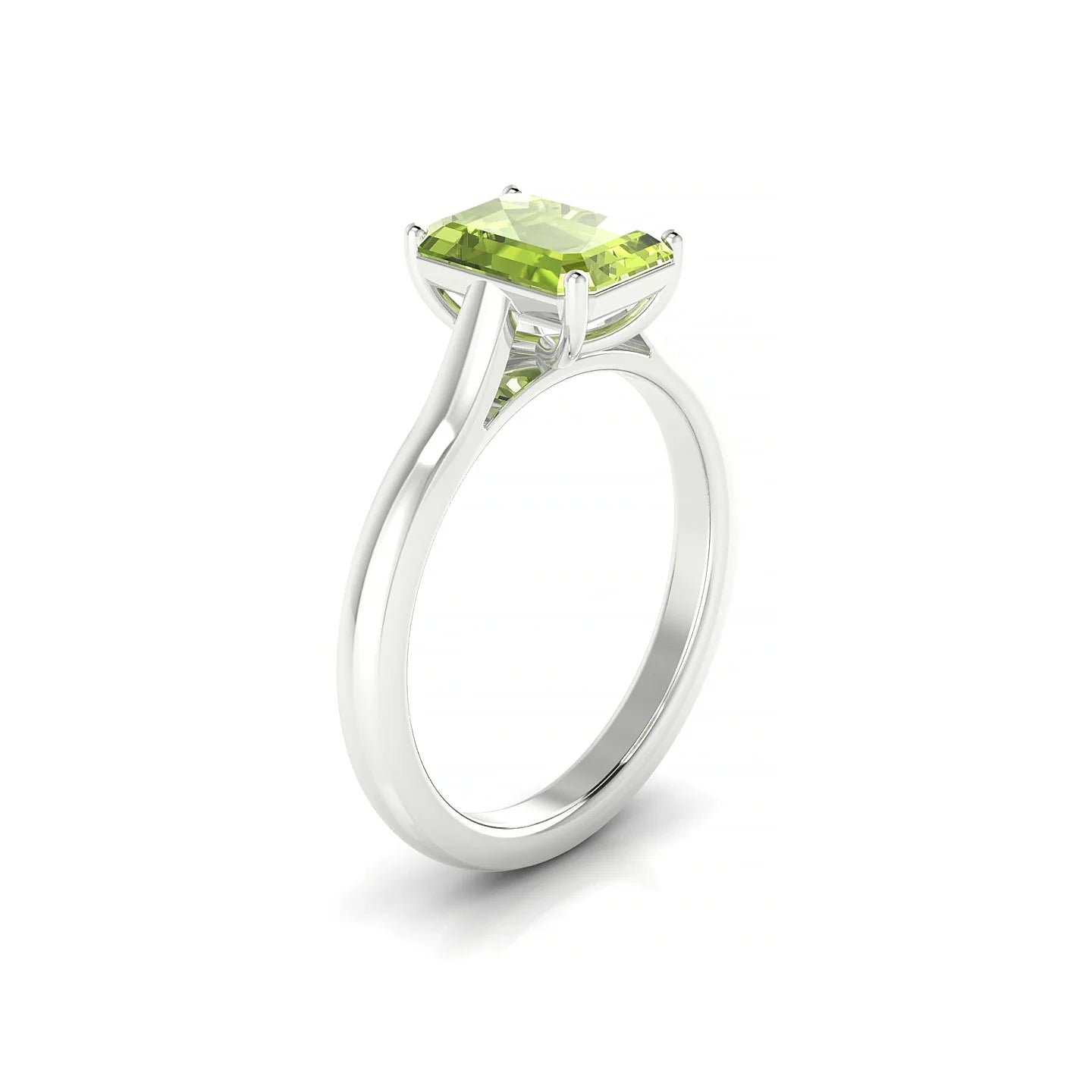 Cathedral | 18k White Gold 8 x 6 mm Emerald Peridot Ring
