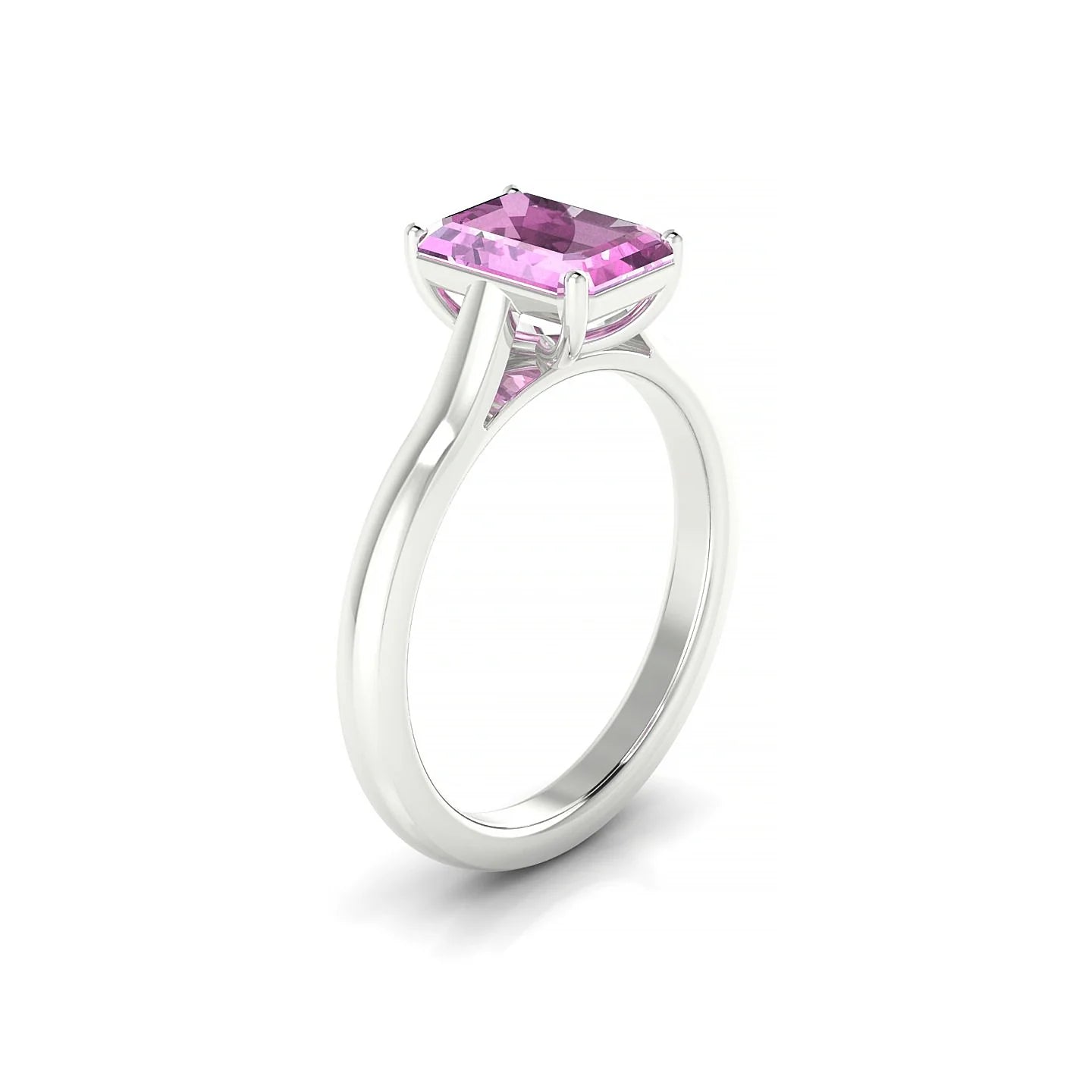 Cathedral | 18k White Gold 8 x 6 mm Emerald Pink Sapphire Ring